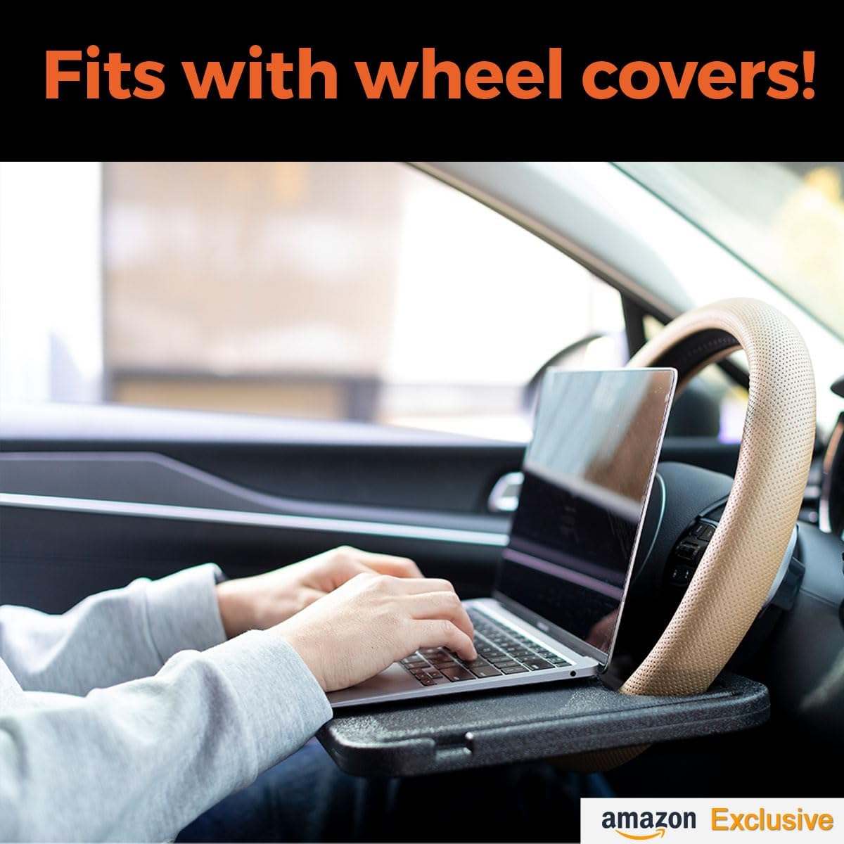 ENRICH UP 2-in-1 Car Steering Wheel Tray - Adjustable Laptop Desk, Mint Ring, Model ENRICHUP21-P, Multipurpose for Eating & Work