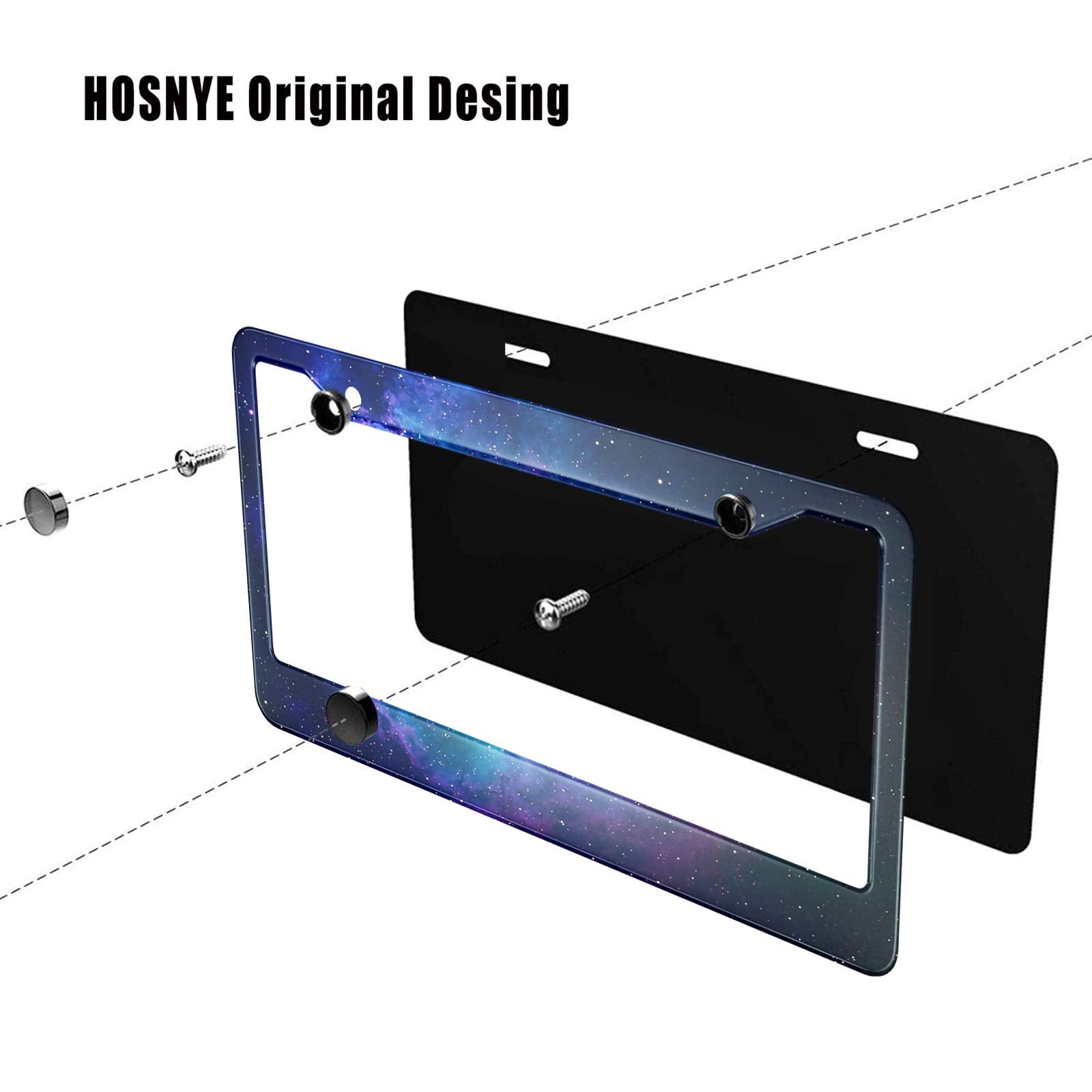HOSNYE Starry Sky License Plate Frame Milky Way Beautiful Milky Way at Nigh Metal License Plate Cover Front Plates Frames Car Ta