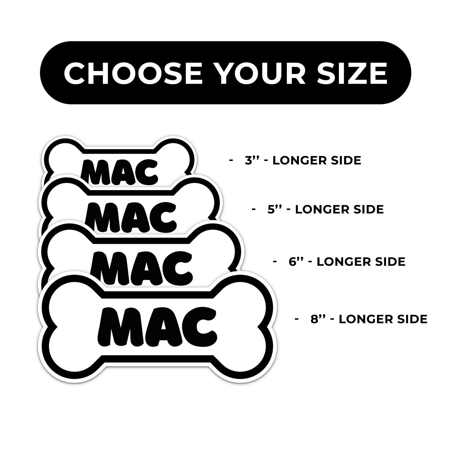 Mac Dog Name Sticker - Waterproof Vinyl Decal For Car Bumper, Laptop, Water Bottle, Wall, And Window, Size - 3'' Longer Side