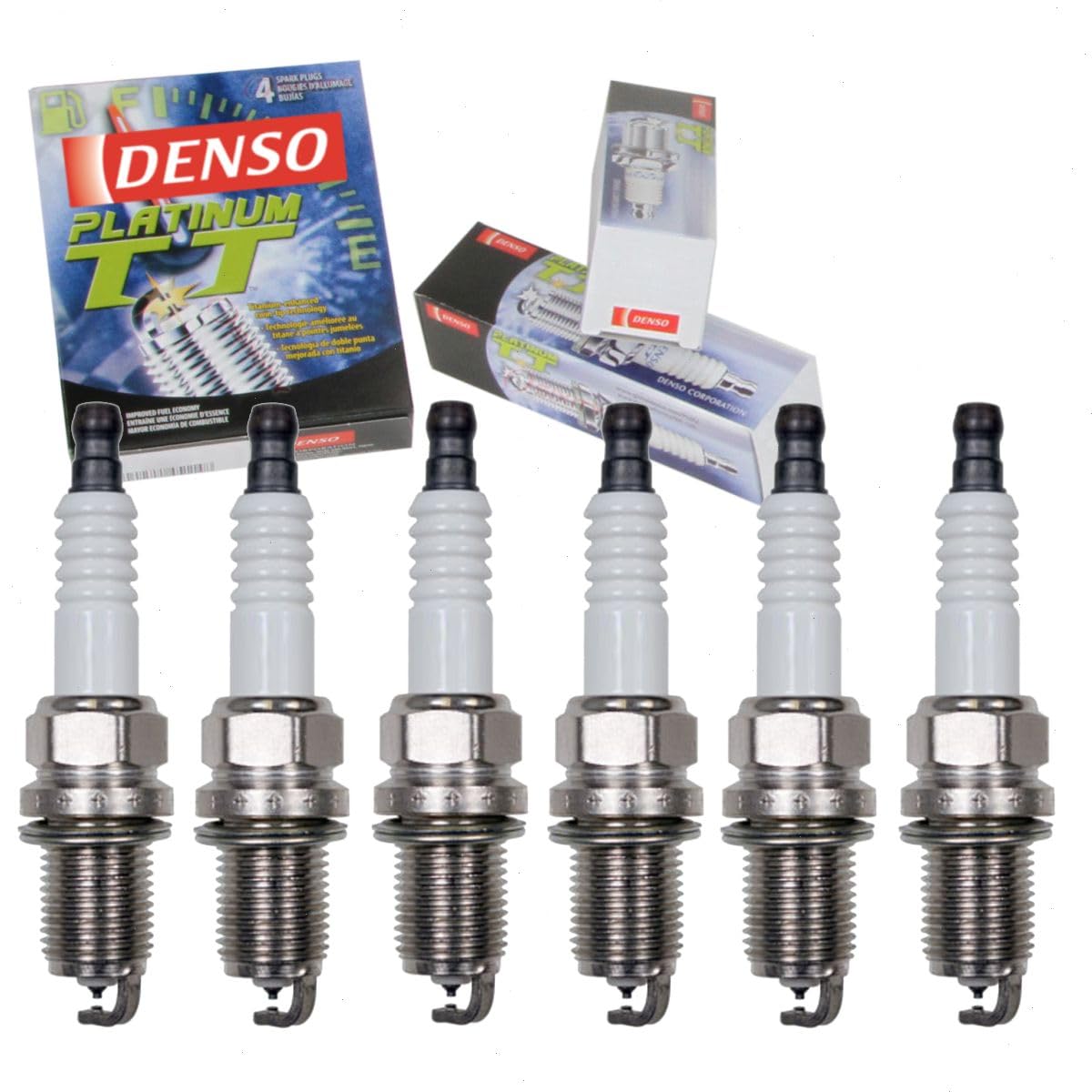 6 pc DENSO Platinum TT Spark Plugs compatible with Toyota Camry 3.0L 3.3L V6 1994-2006