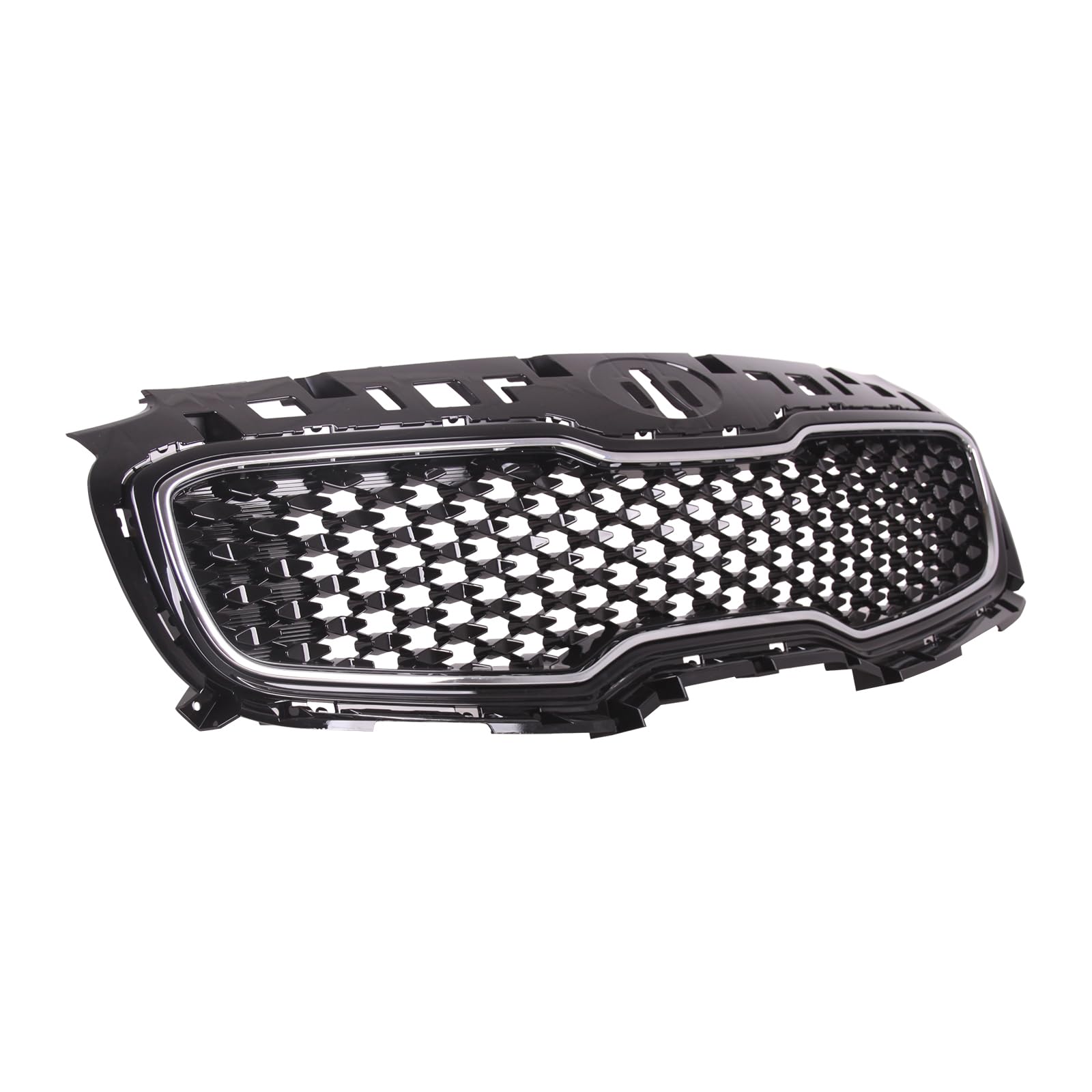 Torcia TYG Front Grille for 2017-2019 Kia Sportage, OE Style Replacement, Gloss Black with Chrome Frame, Model KI1200190
