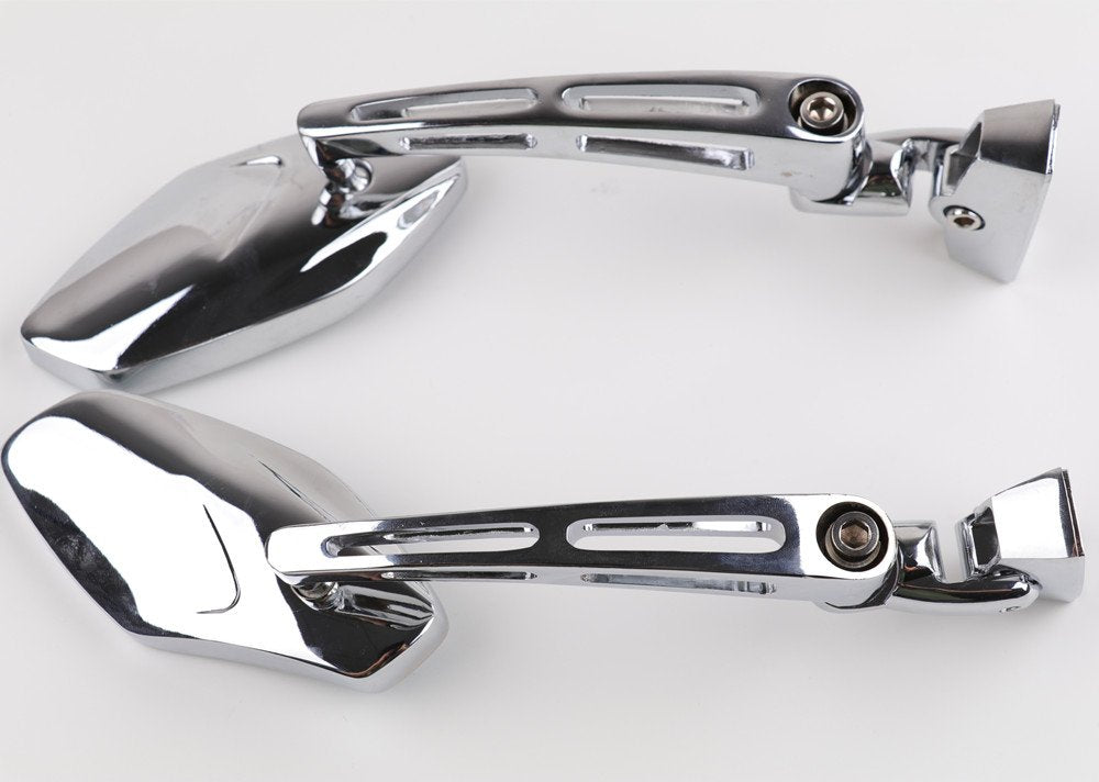 XYZCTEM Universal Chrome Racing Mirrors - Aluminum, Fits Honda, Suzuki, Kawasaki, Yamaha - Model XYZCTEM-160