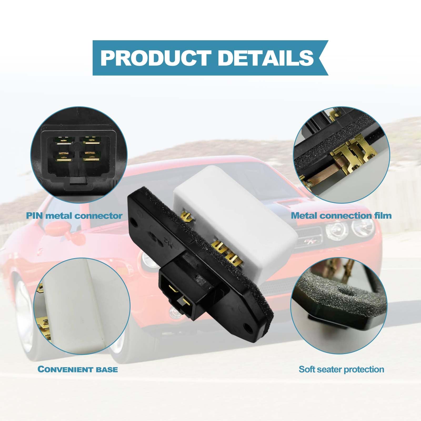 HVAC Fan Blower Motor Resistor Replacement for 1994-2008 D0dge Ram 1500/2500/3500 Pickup,1993-1999 Grand Cherokee Replaces 47202