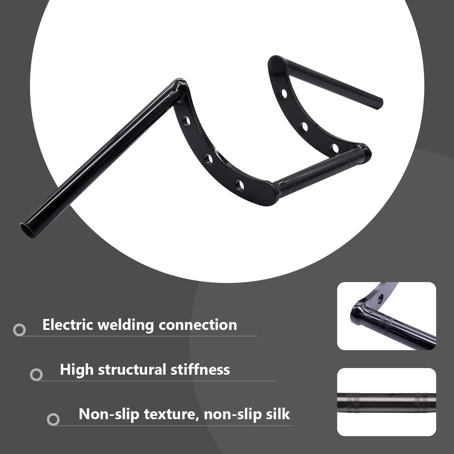 AnXin Motorcycle Z Bars 22mm 7/8" Handlebars, Alloy Steel, Black, Model R1511002281 for Drag Custom Bobber Chopper Cruisers