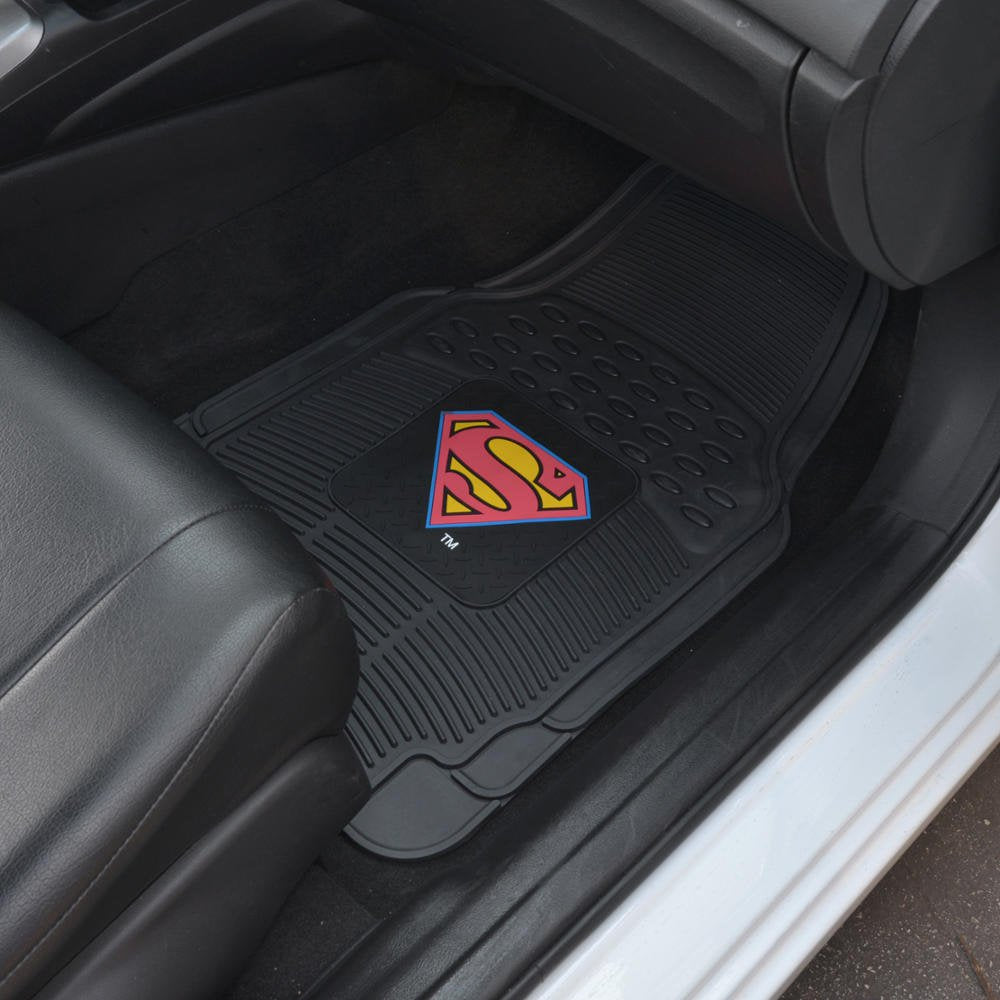 Bdk Superman Superhero Car Floor Mats, Officially Licensed Warner Bros Dc Comics, All Weather Interior Auto Protection, Heavy Du