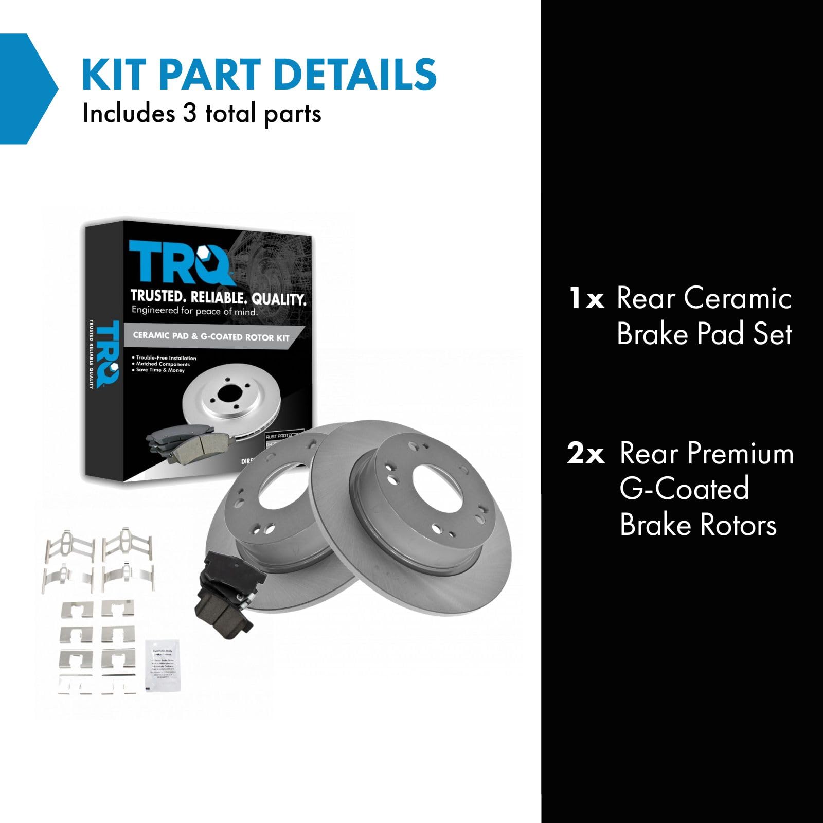 Trq Rear Brake Pad & Rotor Kit Brake Pads Brake Rotor Ceramic Premium G-Coated Compatible With 2004-2008 Acura Tsx 2003-2007 Hon