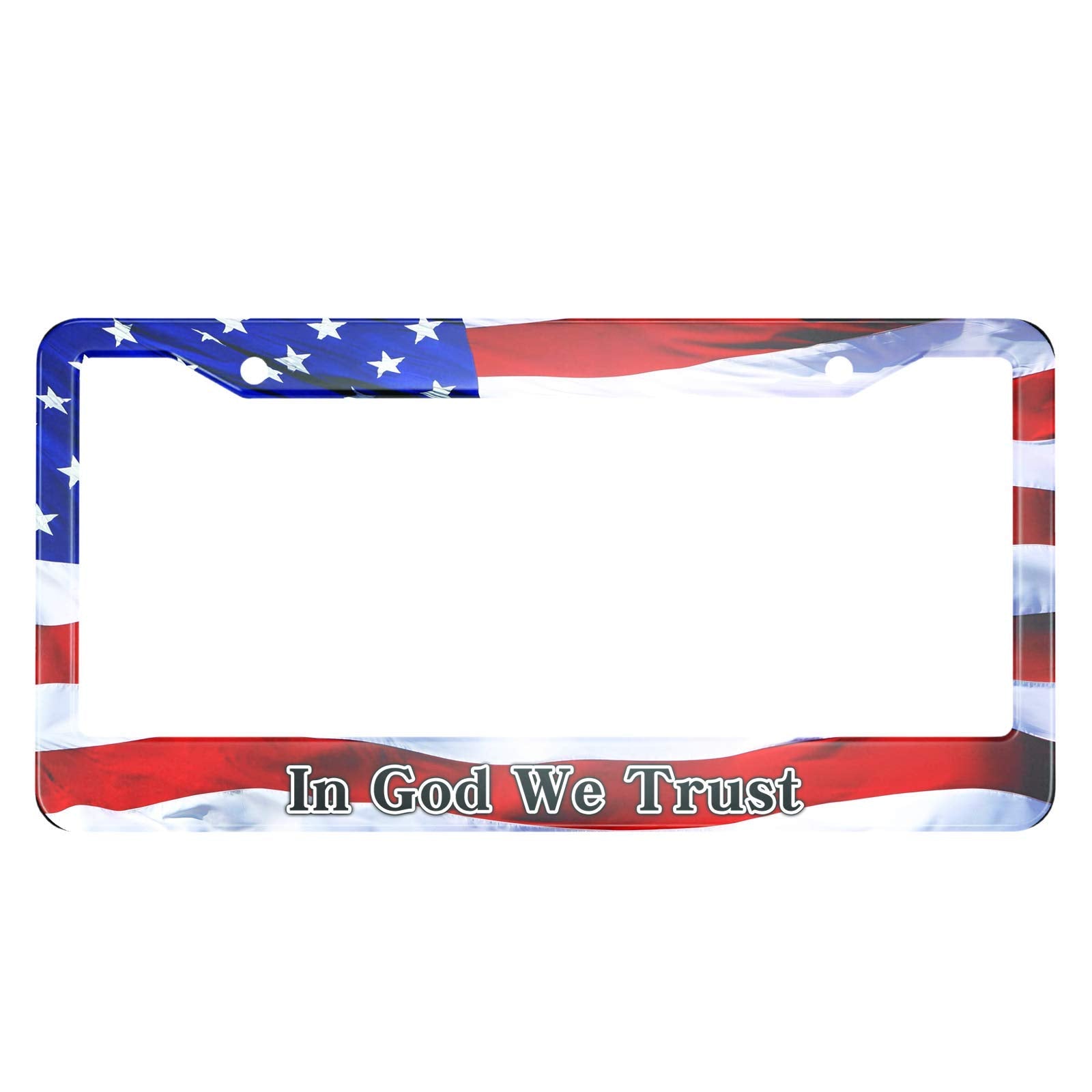 HOSNYE in God We Trust License Plate Frame American Flag Decorative Metal License Plate Cover Front Plates Frames Car Tag Frame 