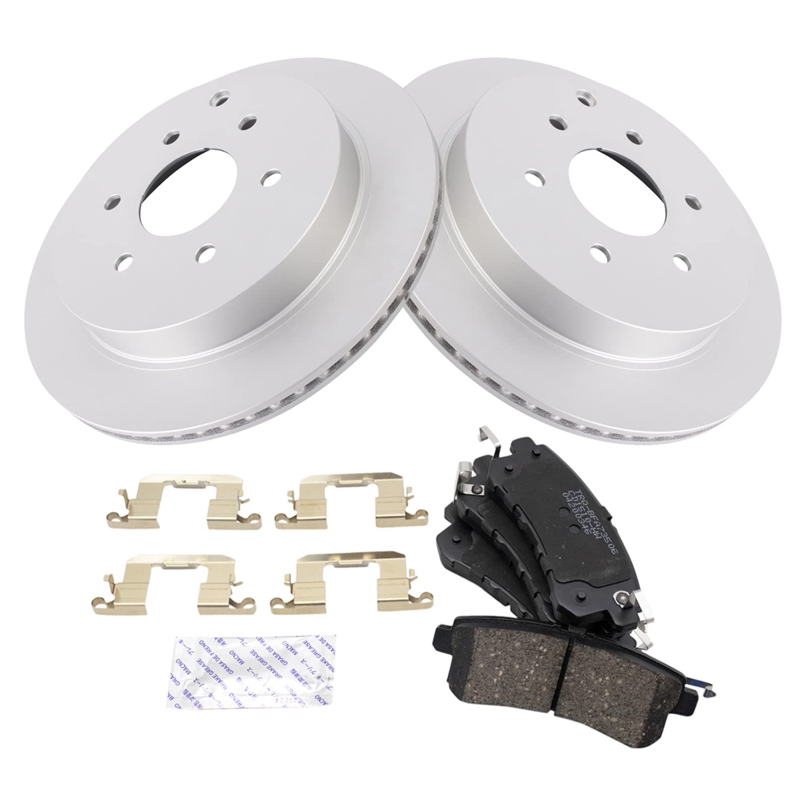 Trq Rear Brake Pad & Rotor Kit Brake Pads Brake Rotor Ceramic Premium G-Coated Compatible With 2011-2013 Infiniti Qx56 2014-2021