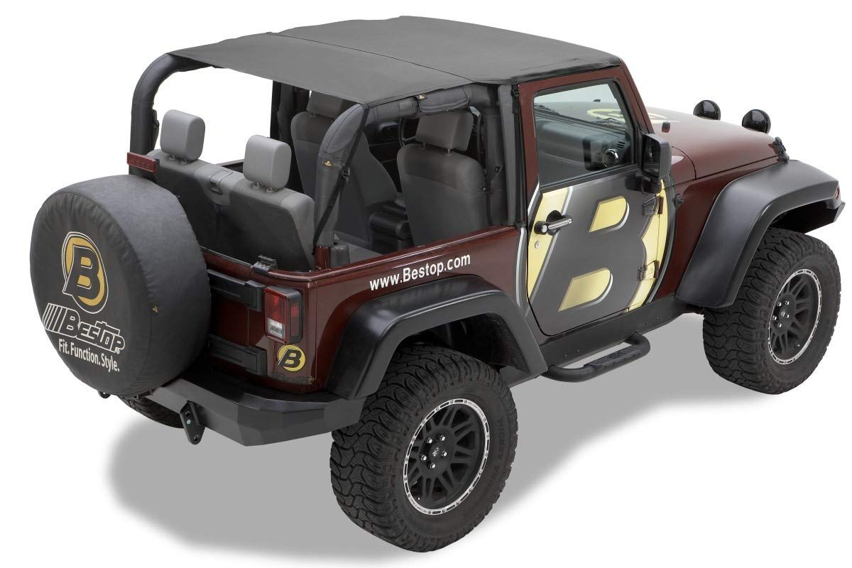 Bestop 5258335 Black Diamond Safari-Style Bikini Top for 2010-2018 Wrangler JK 2DR