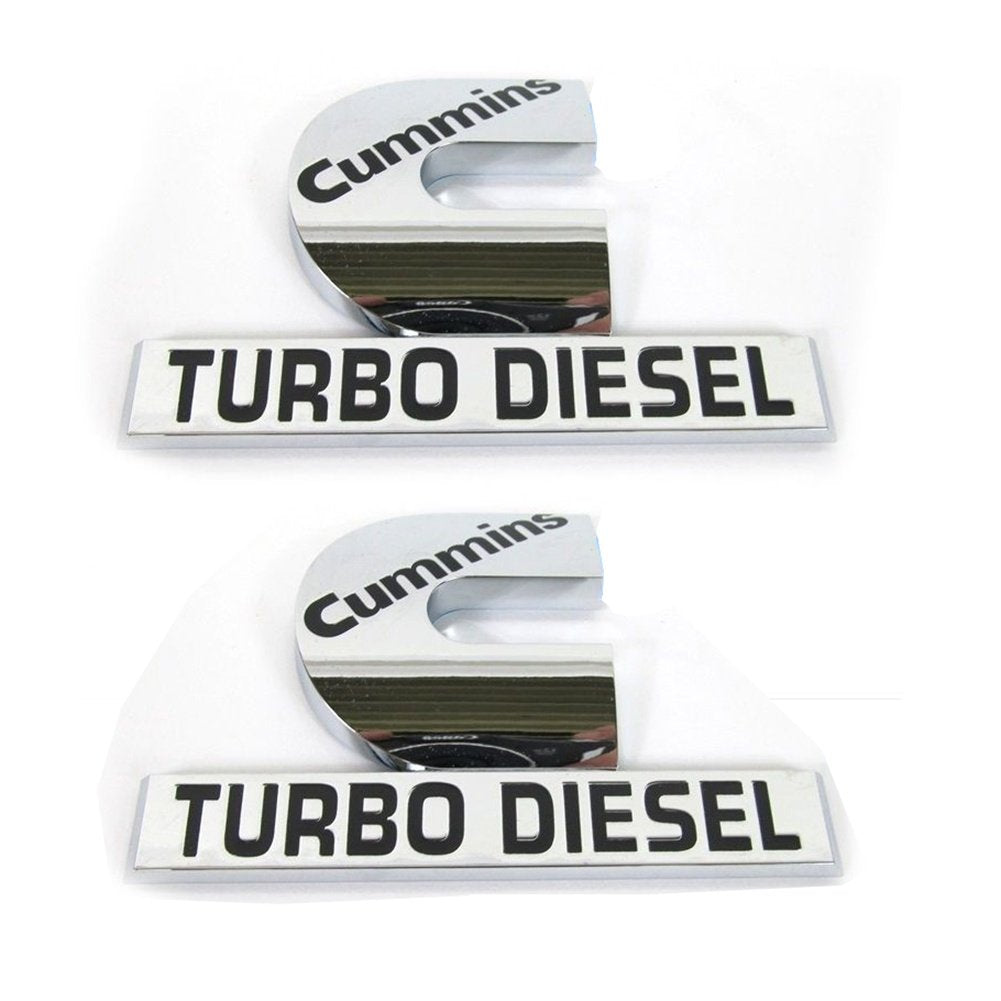 Yoaoo 2Pack Compatible With Cummins Turbo Emblem Badge High Output 2500 3500 Emblem Glossy Chrome 4.5'' By 2.9'' Inches