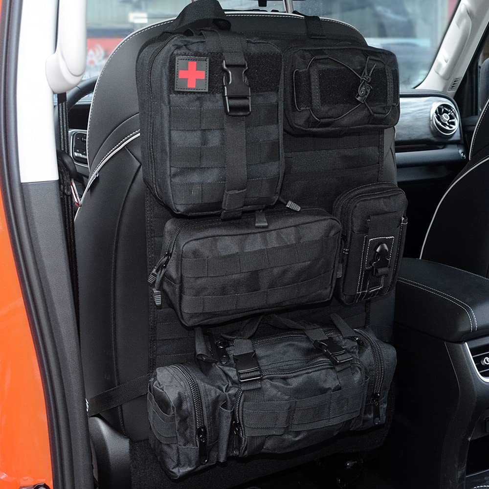 Universal Tactical Vehicle Back Seat Organizer With 5 Molle Pouch Molle Pouches Truck Seat Organizer Tactical Gear For Car Truck