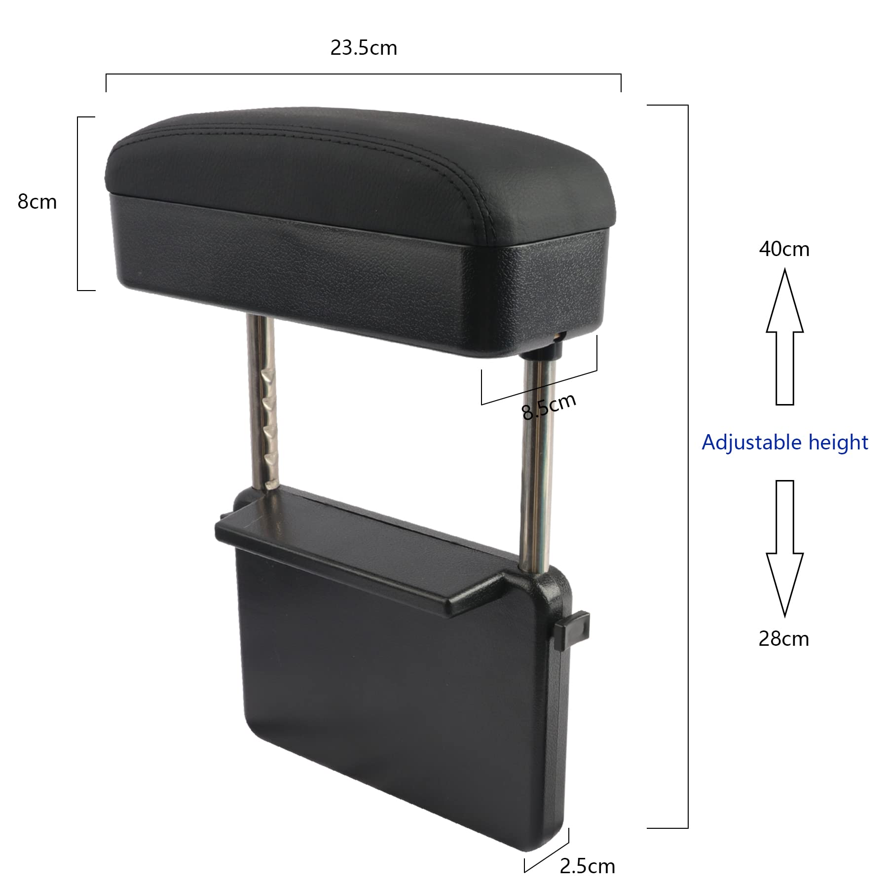 Car Armrest Storage Box Universal Armrest Extender Console Storage Case Center Armrest Adjustable Arm Relaxation Support Pad,Bla