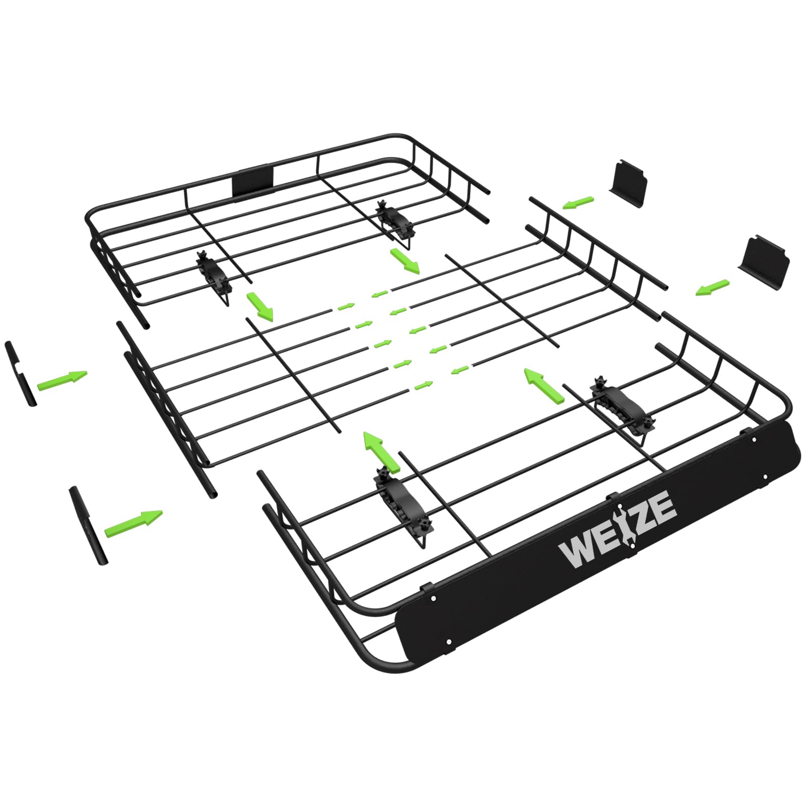 WEIZE Heavy Duty Roof Rack Cargo Carrier Basket, 54"x34", Alloy Steel, 150lb Capacity, Includes Waterproof Bag & Tie Down Strap