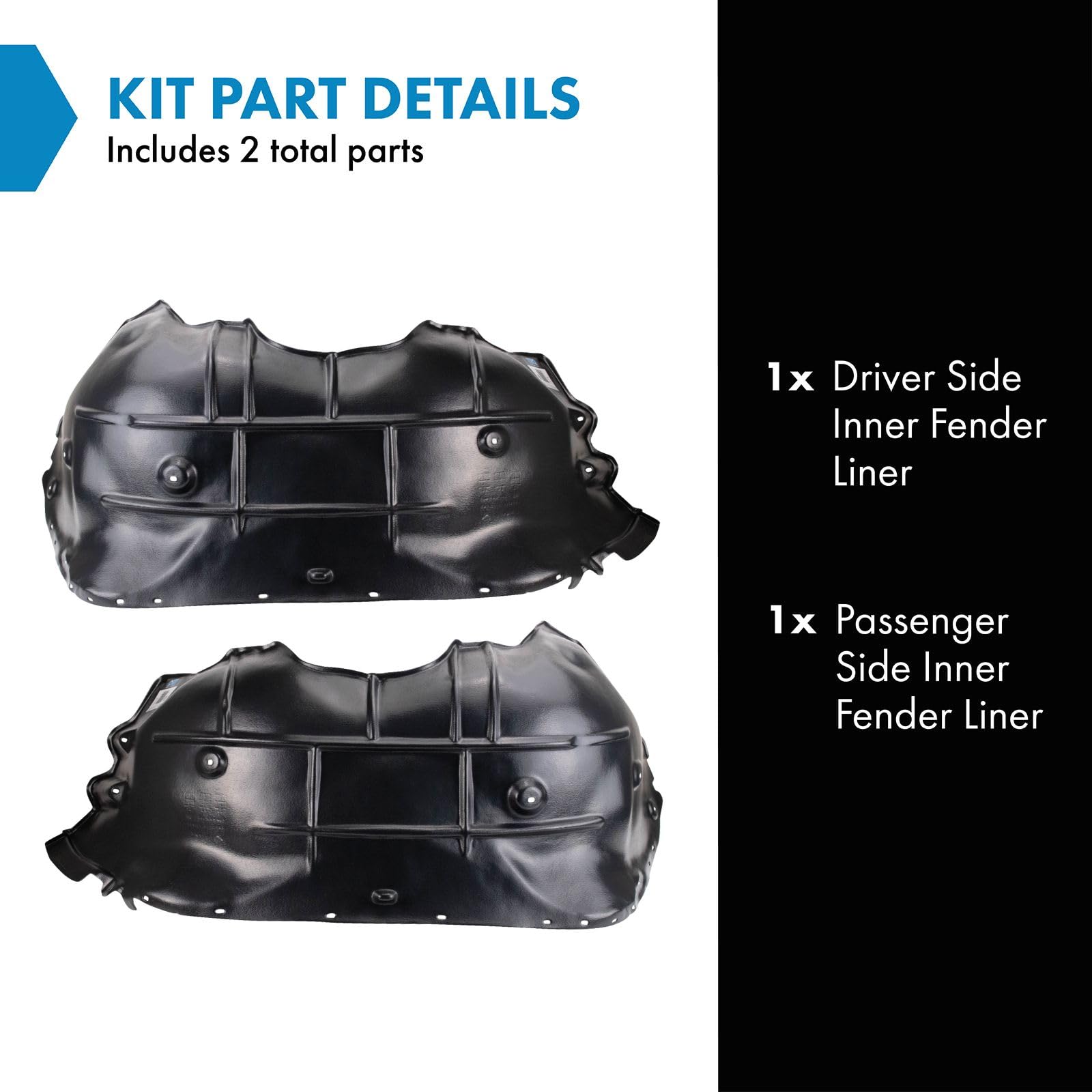 Trq Inner Fender Liner Set Compatible With 2014-2015 Chevrolet Silverado 1500 Gm1248323 Gm1249323