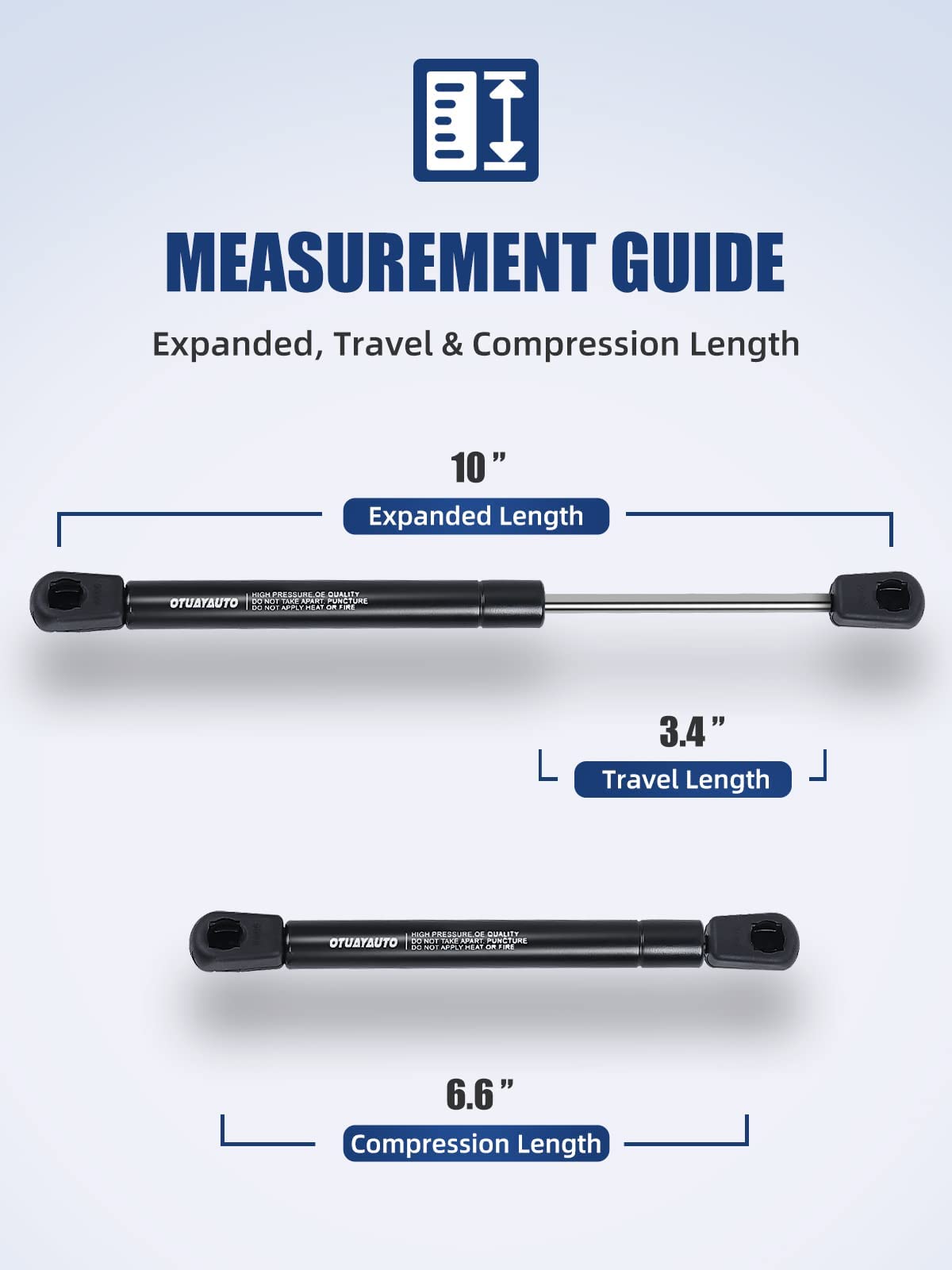 Otuayauto 10 Inch Gas Struts - 245N/55Lbs Universal Lift Support - Gas Shocks For Tool Box Shock, Truck Cap Strut, Hydraulic Door Hinge, Cabinet Gas Strut, Rv Door Strut