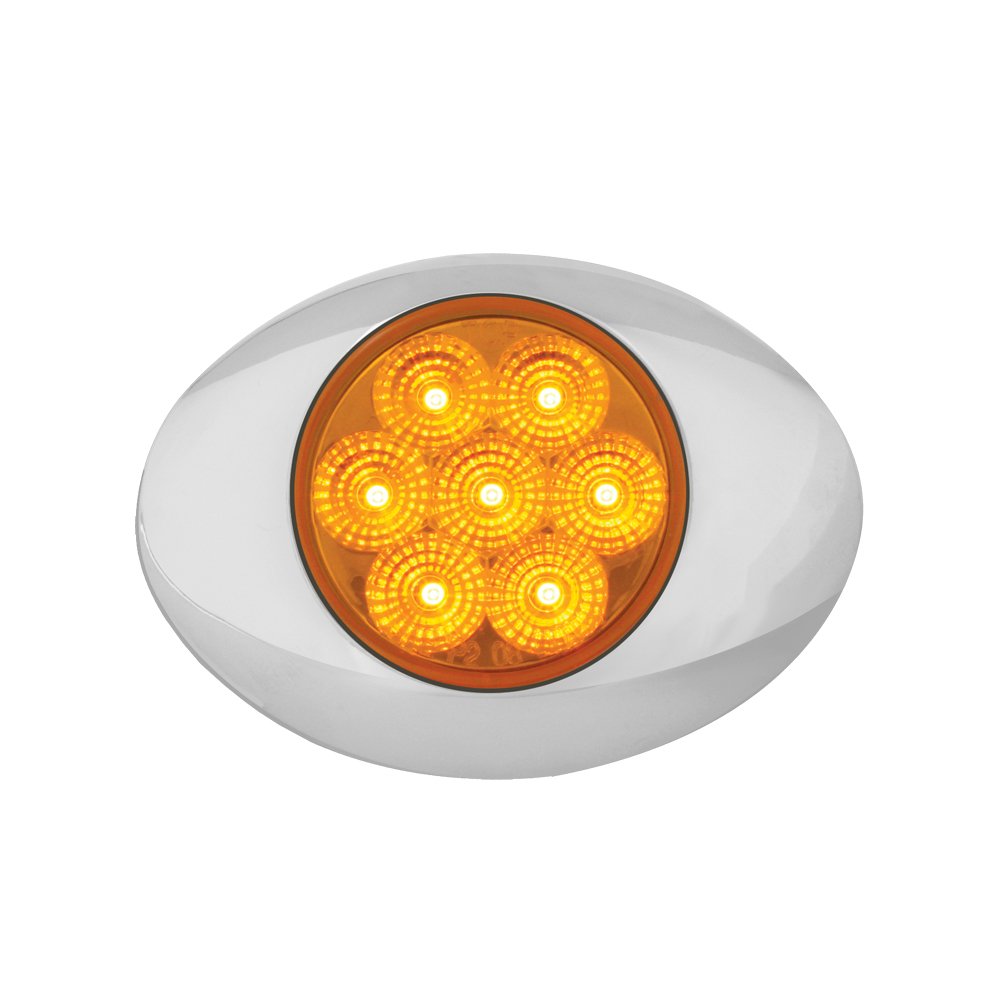 Gg Grand General 76190 Small Low Profile Spyder Amber/Amber Led Marker Light With Chrome Bezel