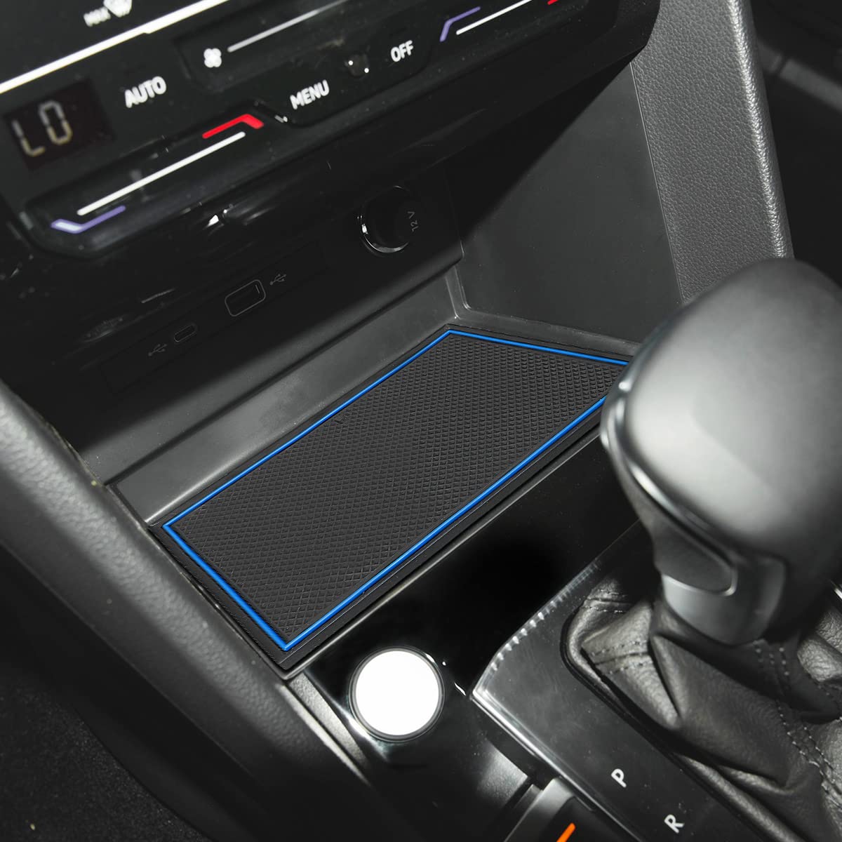 Auovo Cup Holder Inserts Liners for VW Taos 2022-2024, Blue Rubber, 5pcs Custom Fit Interior Mats
