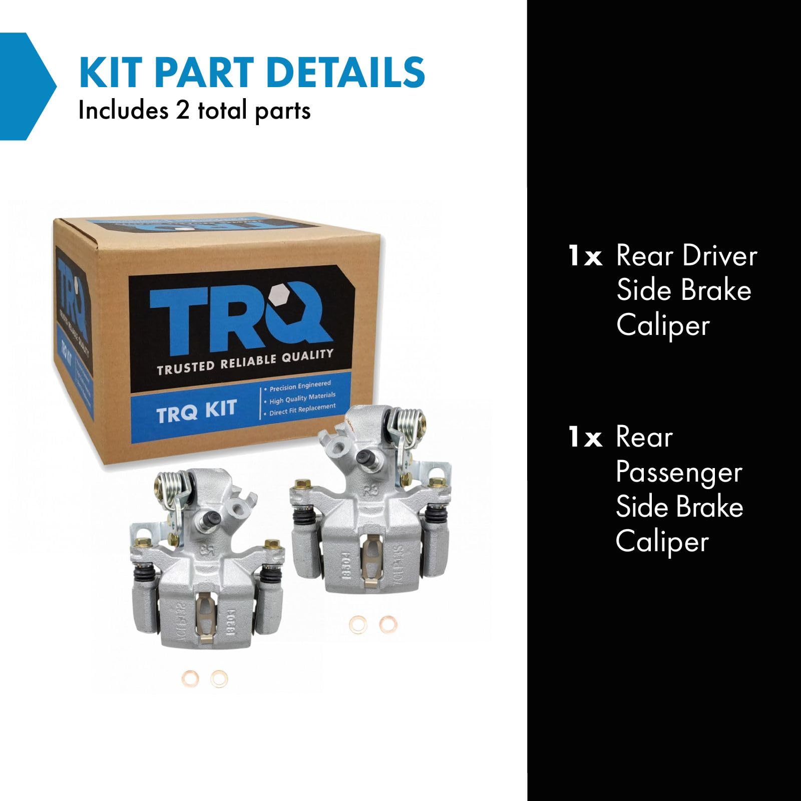 Trq Rear Brake Caliper Set Compatible With 1994-2001 Acura Integra 1992-2000 Honda Civic 1993-1997 Civic Del Sol