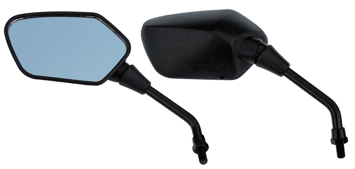 Pair of OEM Quality Black Angular Head Motorcycle Mirrors for Metric Cruisers - compatible with/replacement for Honda, Kawasaki,