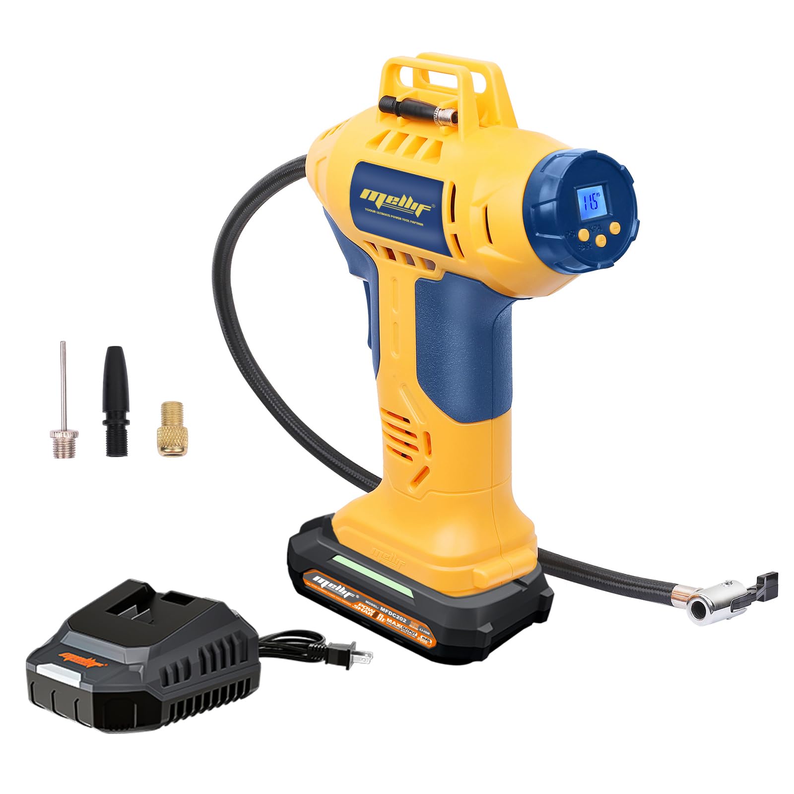Cordless Tire Inflator Air Compressor Compatible With Dewalt 20V Max Battery, 160Psi Portable Handheld Air Pump W/ (1) 20V 2.0Ah Battery, Digital Pressure Gauge For Cars Motorcycles Bikes Sport Balls
