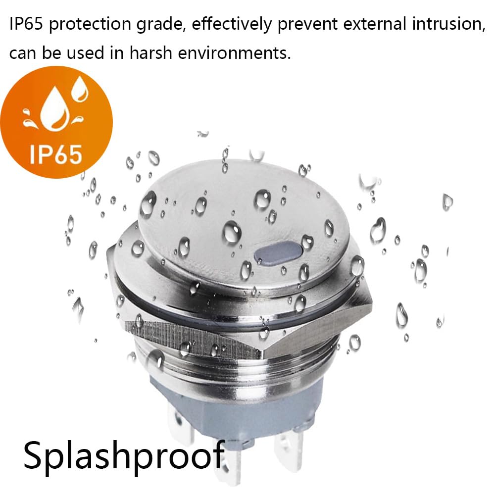 Gebildet Stainless Steel 12-24V/15A Waterproof Round Rocker Switch 22Mm Blue Led Lighted On Off 4 Pin Illuminated Toggle Switch