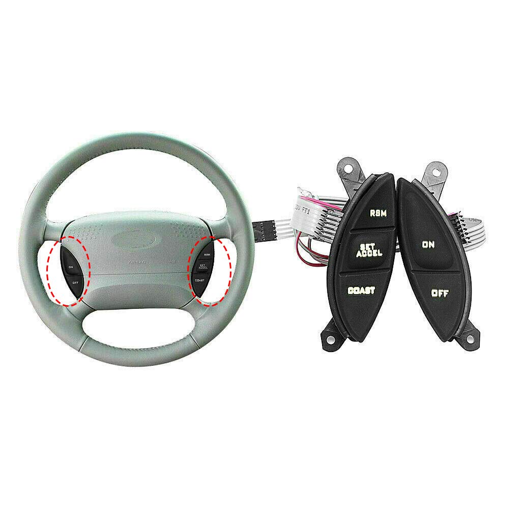 Husuku Steering Wheel Mounted Cruise Control Switch Buttons Kit Replacement Fit For 1998-2003 Ford Ranger 2001-2005 Ford Explorer Sport Trac F150 Mercury Mountaineer B3000 F87Z9C888Bb (Black)