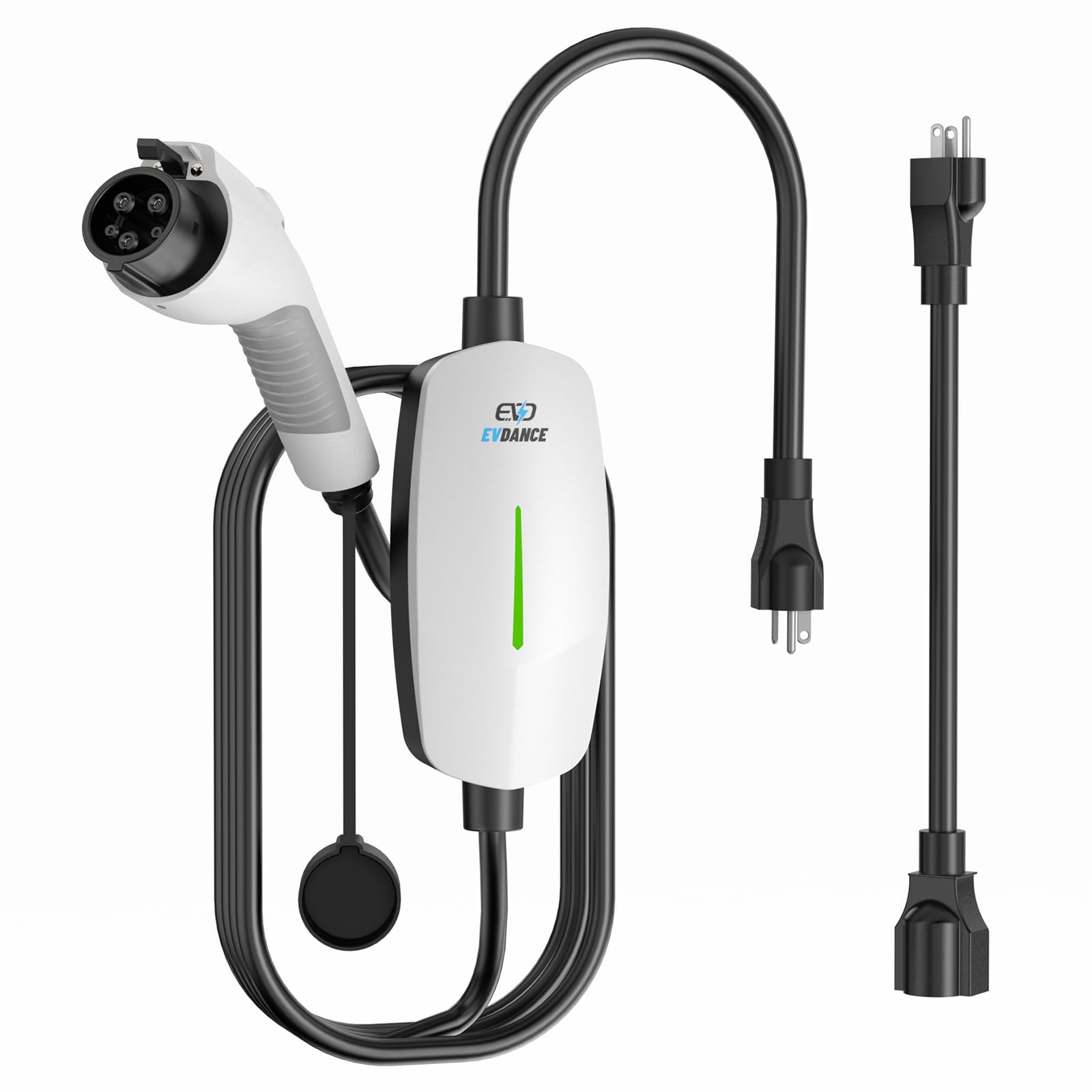 EVDANCE Level 1 LEVEL2 EV Charger 16A Amp 110V-240V 25ft Portable Electric Vehicle Charging Station with NEMA 6-20 Plug, 5-15 Ad