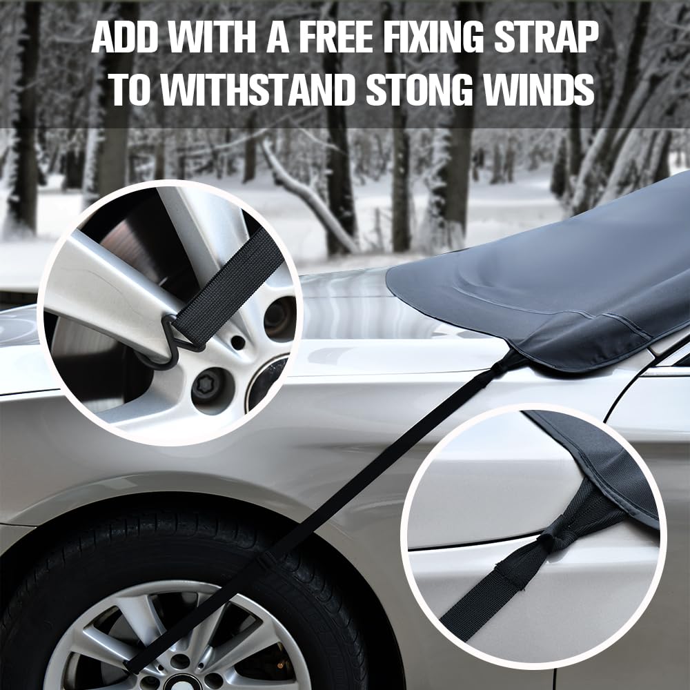 Sunny Color 2023 Extra Large Windshield Cover For Ice And Snow, Upgraded Thicken Oxford Car Windshield Cover Best For Ice, Frost