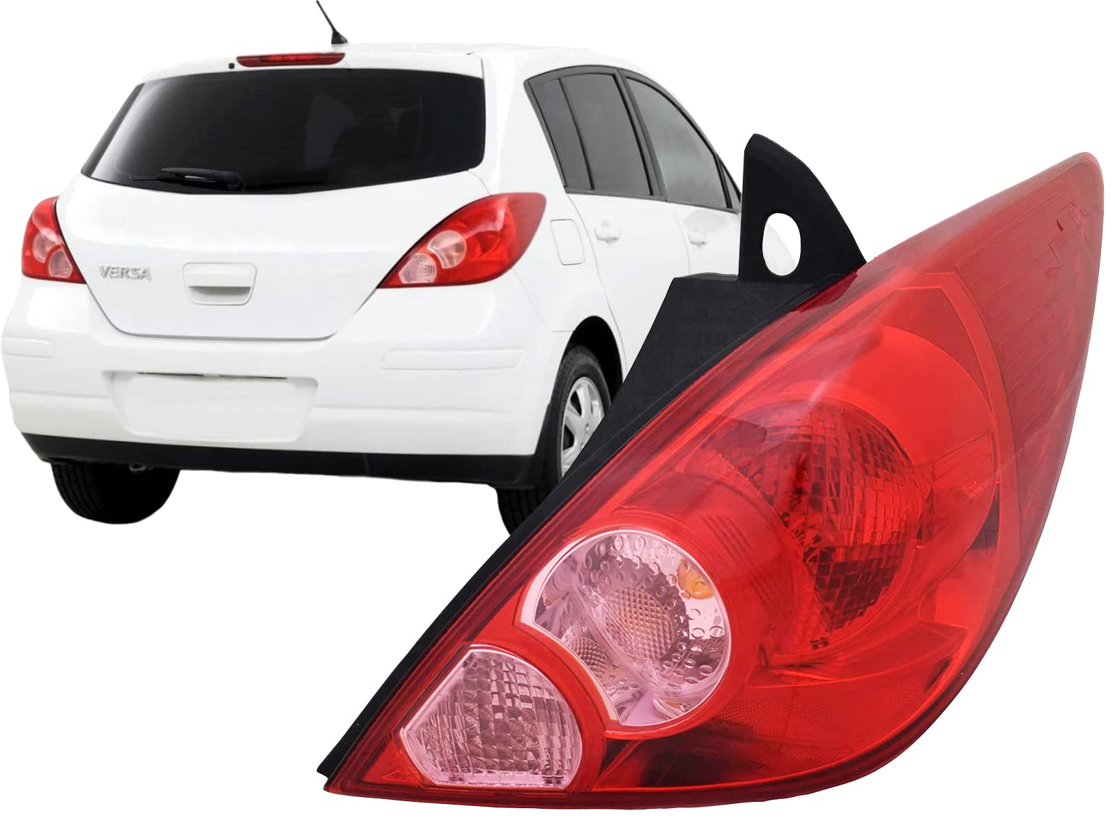 Auto Parts Avenue APA Replacement Rear Lamp Tail Light for 2007 2008 2009 2010 2011 2012 Versa Hatchback with Bulbs Included Pas