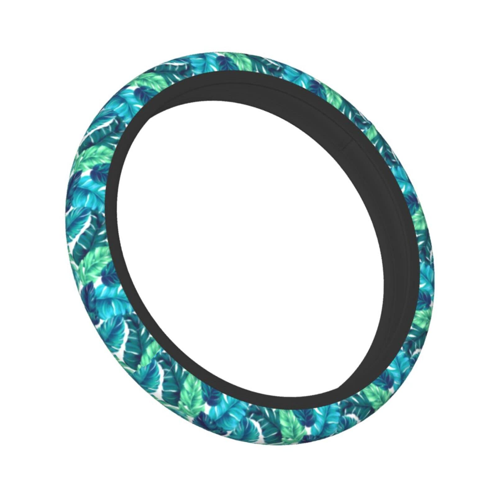 Tropical Palm Leaves Steering Wheel Covers Non Slip Neoprene Steering Wheel Protector Cover Universal 15 Inch For Men Women