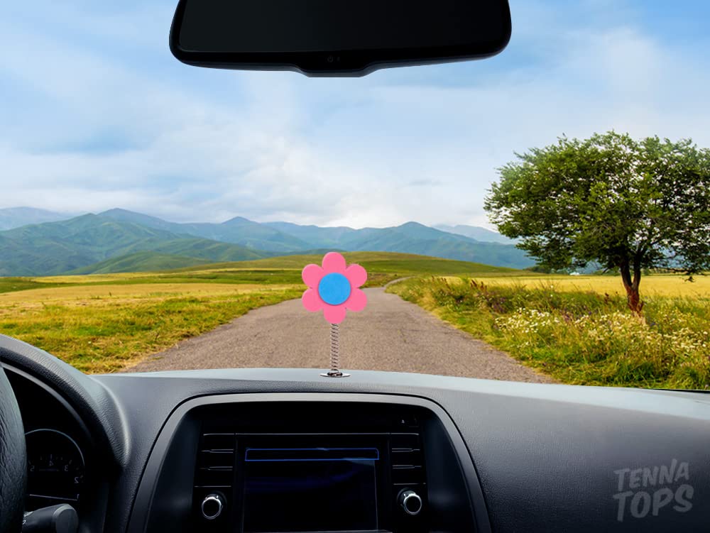 Tenna Tops Car Antenna Topper/Auto Mirror Hanger/Cute Dashboard Accessory (Pink Daisy Flower)