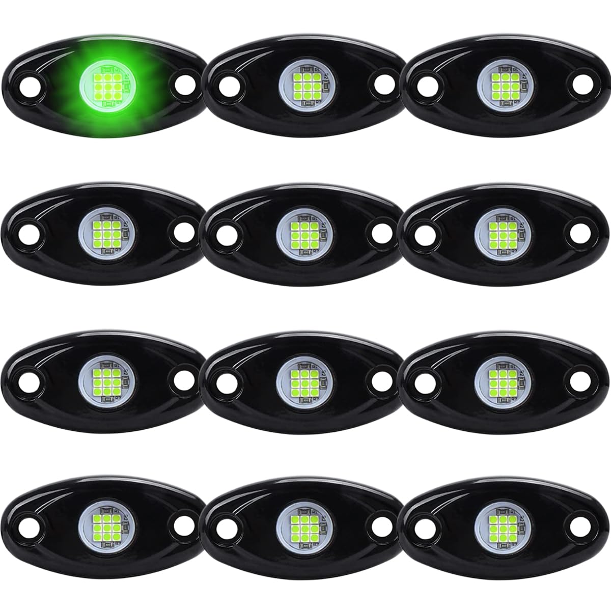 Calightskit 12 Pods Green Rock Lights Waterproof for Jeep Off Road Truck Car ATV SUV Under Body Glow Accent Lighting lamp underg