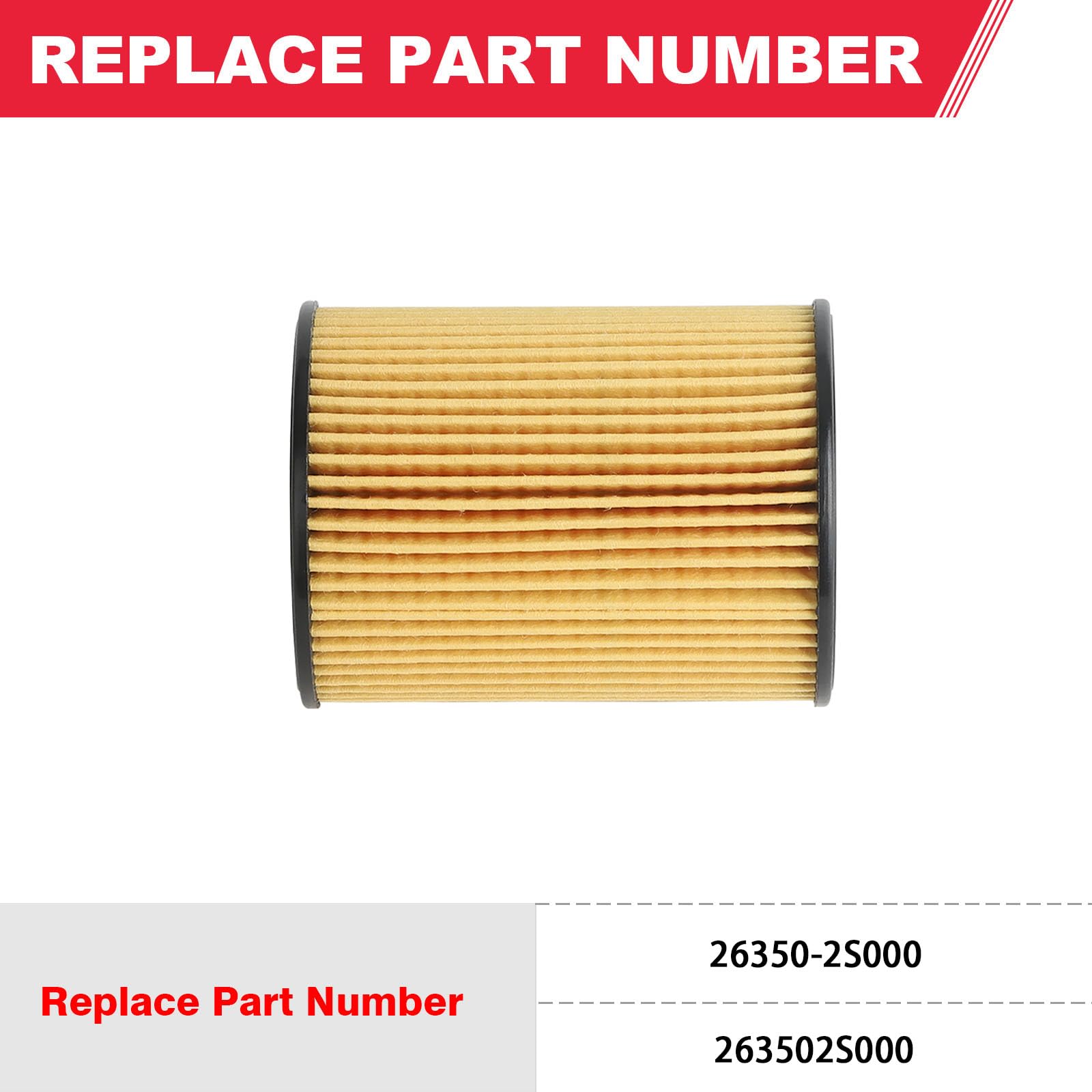 Fitede Oil Filter for 2020-2023 Hyundai Tucson Sonata Kia Sorento K5 2.5L Engine, Paper, 2 Pcs, Replaces 26350-2