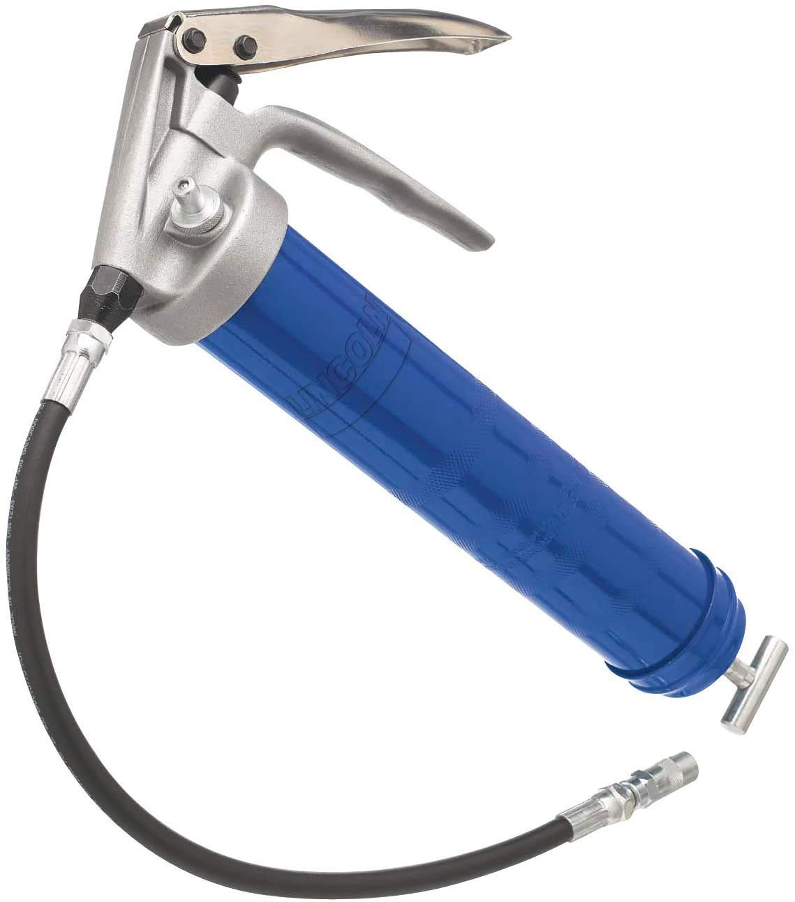 Lincoln 1134 Pistol Grip Grease Gun with 18 Whip Flex Hose and Coupler, 6 Rigid Extension, 7,500 PSI, Premium Dual Lip Follo