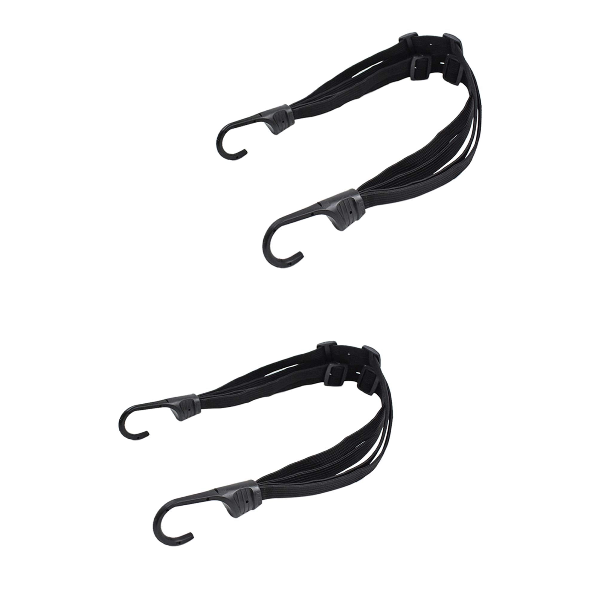 2 Pcs Universal Motorcycle Helmet Luggage Rope 24 Motorcycle Bungee Cord Bandage Retractable Elastic Strap with 2 Hooks (Black)