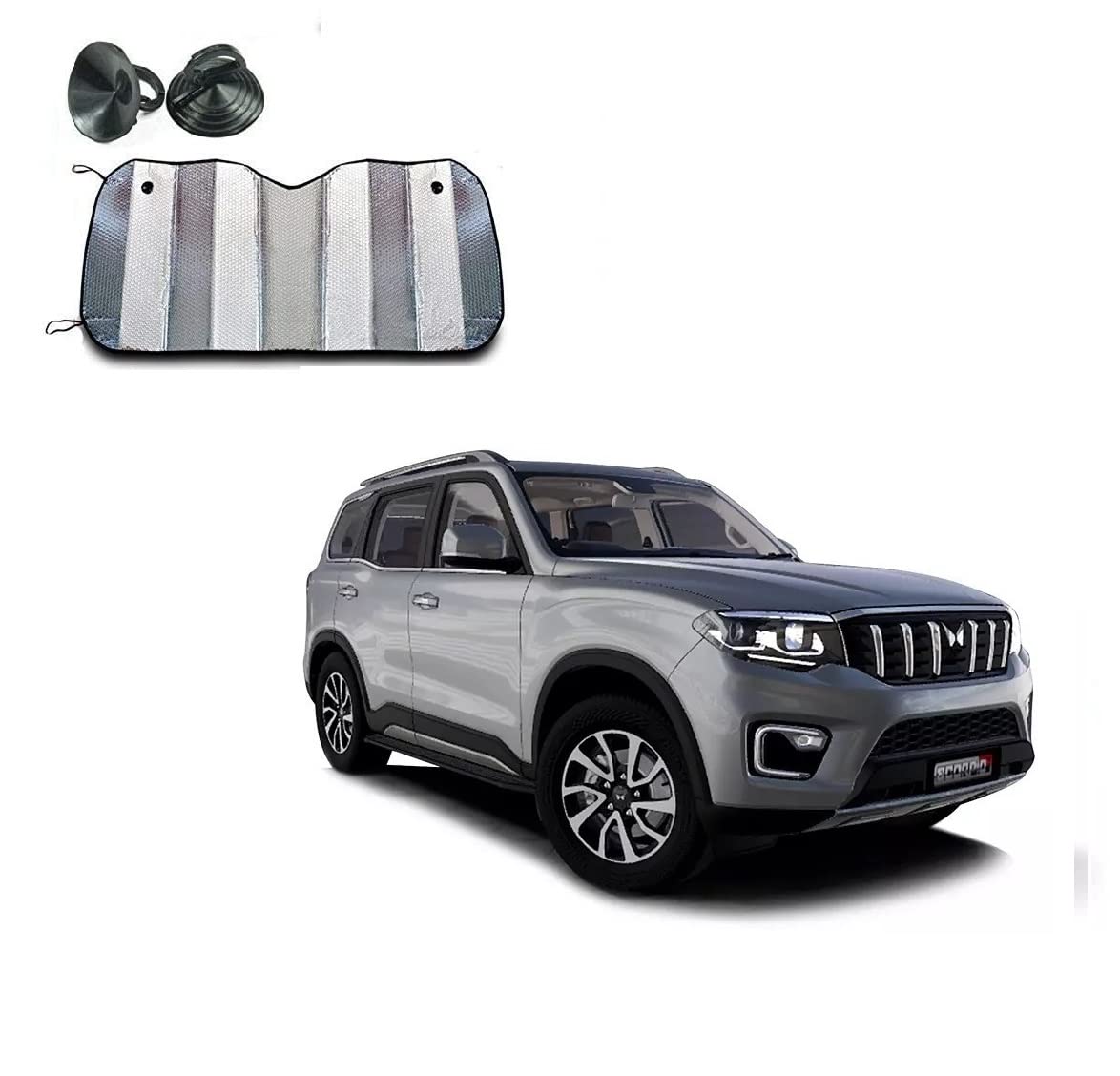 KOZDIKO Aluminium Foil Foldable Car Sunshades for Front/Rear Windshield 1pc for Mahindra ScorpioN(20222024)