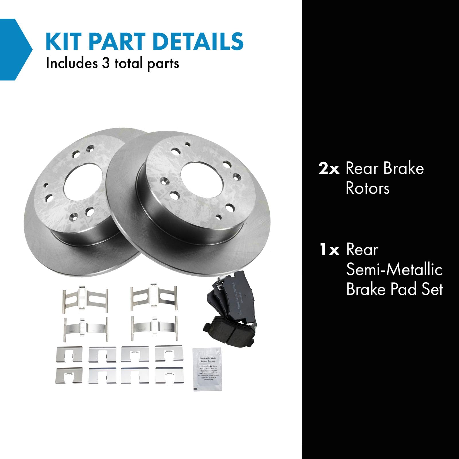 Trq Rear Brake Pad & Rotor Kit Semi-Metallic Compatible With 1998-1999 Acura Cl