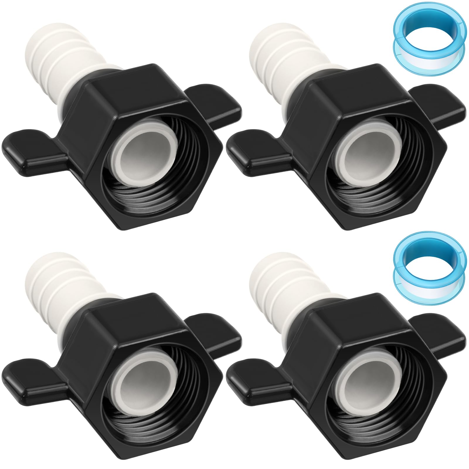 Dreyoo 1/2 Inch x 14 NPT Straight Swivel Adapter - RV Water Pump Fittings with Thread Seal Tape, 1/2 Inch Female PEX Fittings fo