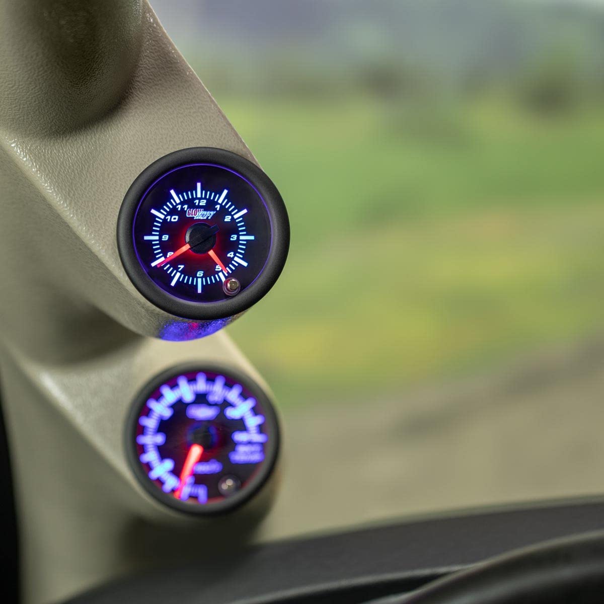 Glowshift Tinted 7 Color Analog Clock Gauge - Black Dial - Smoked Lens - 2-1/16'' 52Mm
