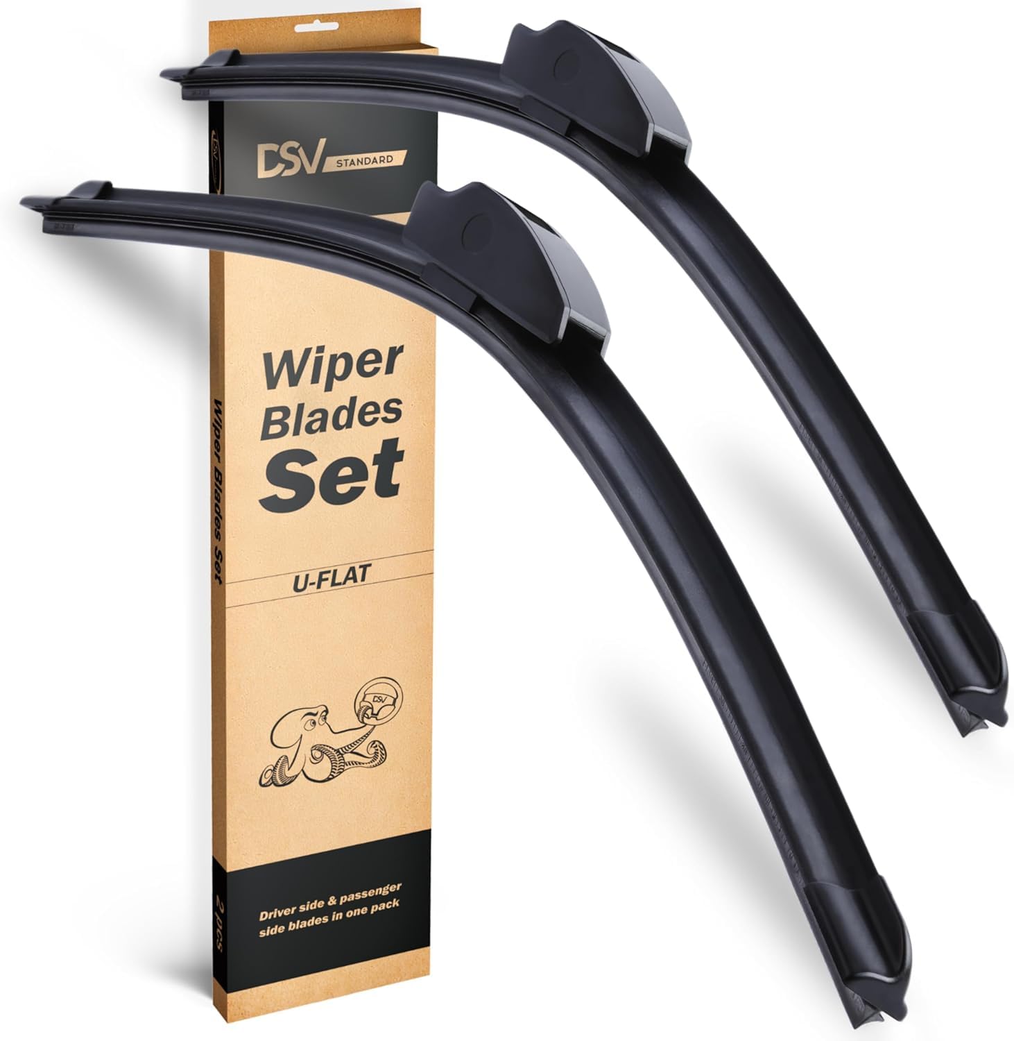 Oem Quality Windshield Wiper Blades, 24    And 20    Dsv Standard Car Wiper Blades With Universal U/J Hook, Automotive Replaceme
