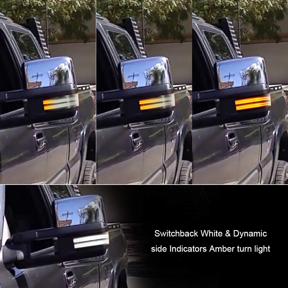 ROCCS LED Sequential Turn Signal Lights for 2014-2019 Chevy Silverado & GMC Sierra, Clear Lens, Switchback Yellow/White, Custom Fit