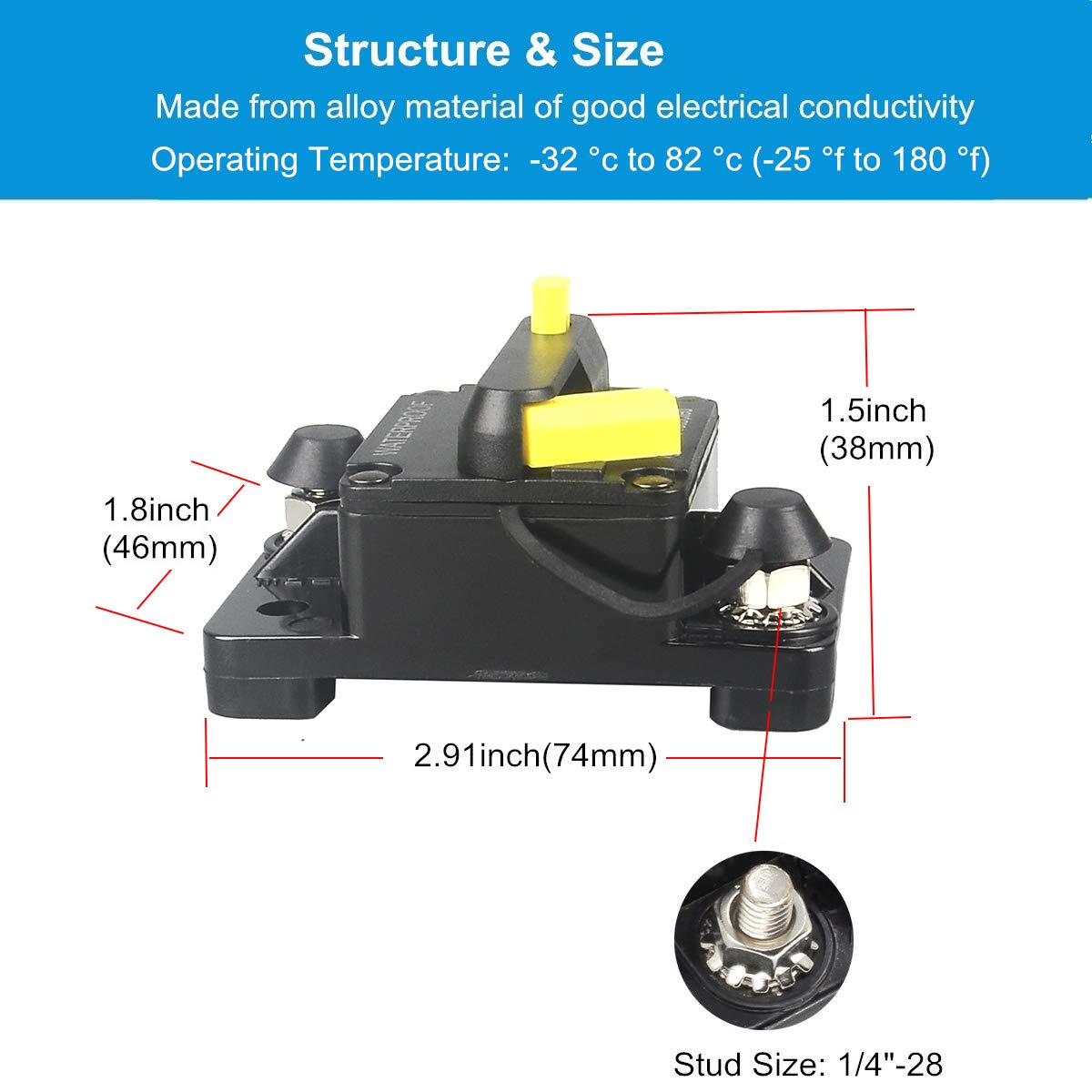 Wohhom 40 Amp Circuit Breaker Dc 12V -48V Waterproof 30A-300A Manual Reset Fuse Inverter For Trolling Motor Auto Car Rv Marine B
