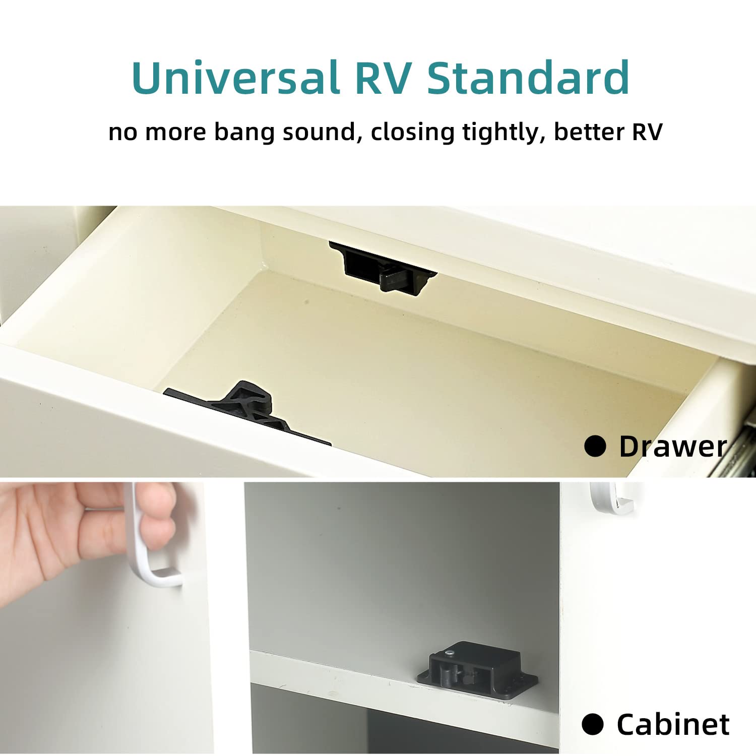 Rv Drawer Latches And Catches, 12 Pack Rv Cabinet Door Latches And Catches, 10 Lbs Pull Force Latch For Rv Camper Motor Home Trailor Office Cabinet Drawer, With Mounting Screws And Double-Sided Tape