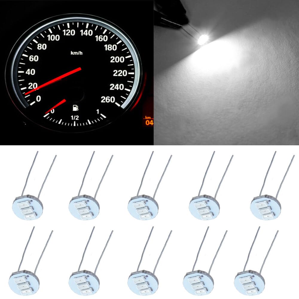 Cciyu 10 Pack White 4.7Mm-12V Car Mini Bulbs Lamps Indicator Cluster Speedometer Backlight Lighting Replacement Fit For Gm Gmc