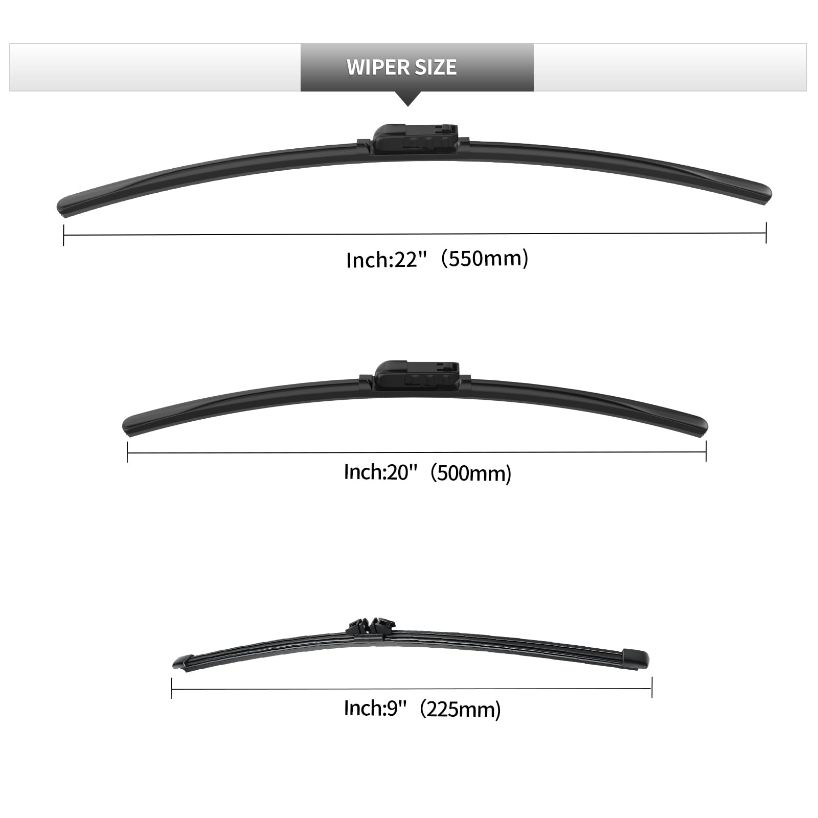 Gardimu Front And Rear Windshield Wiper Blades, 3 Pcs Front And Back Windshield Wipers Blades Replacement For Ford Bronco Sport
