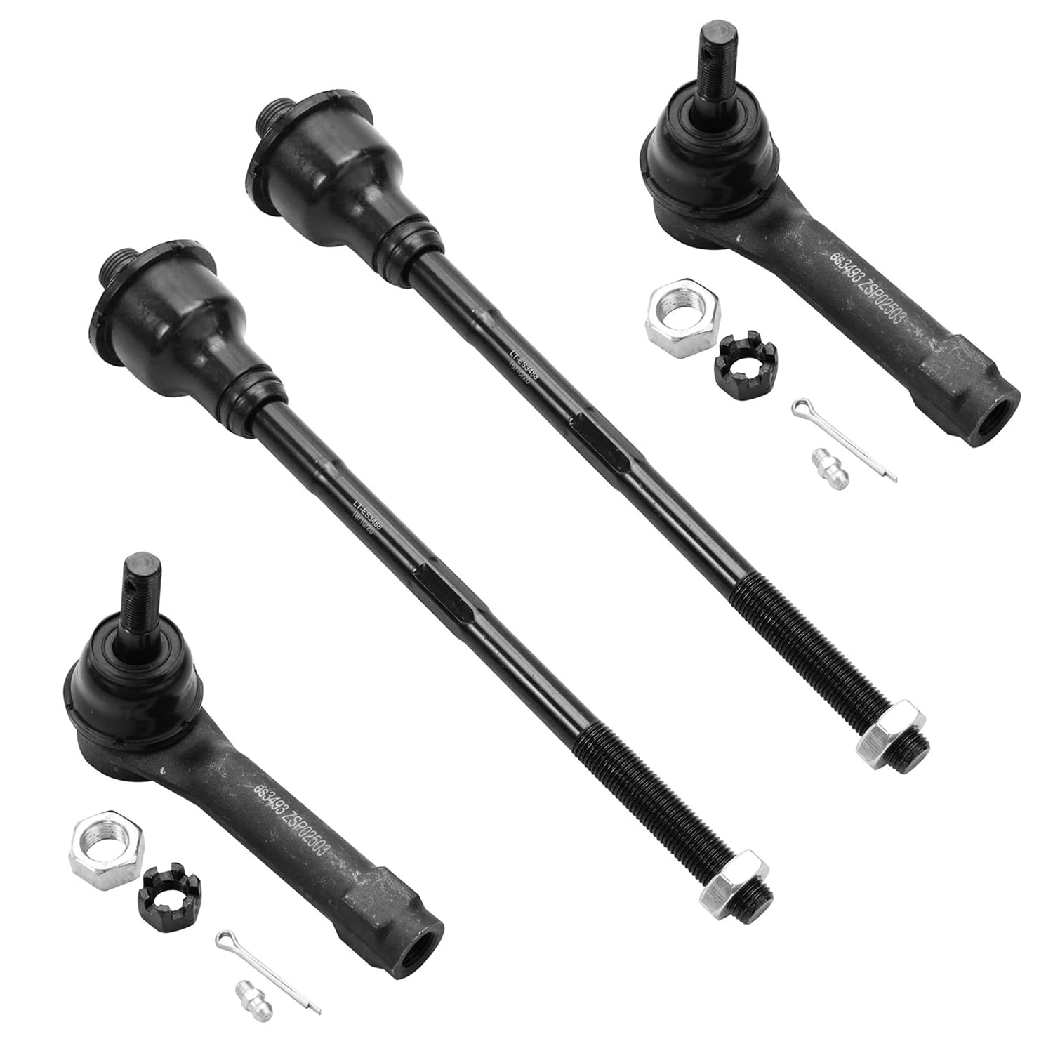 Detroit Axle - Front 4pc Tie Rods for Chevy GMC Silverado Sierra Yukon XL Suburban 2500 Tahoe Cadillac Escalade ESV EXT, 4 Inner
