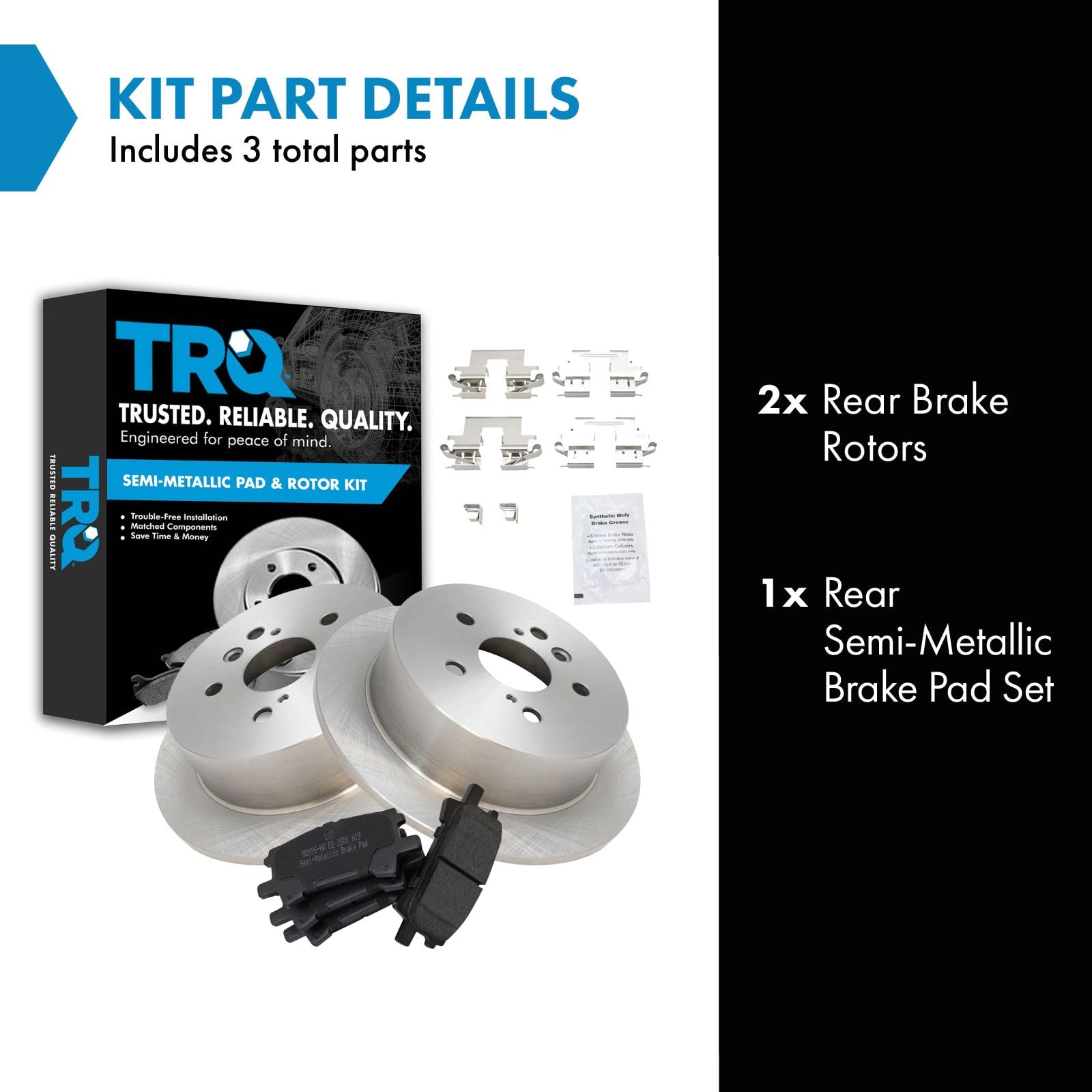 Trq Rear Brake Pad & Rotor Kit Brake Pads Brake Rotor Semi-Metallic Compatible With 2004-2006 Lexus Rx330 2007-2009 Rx350 2006-2