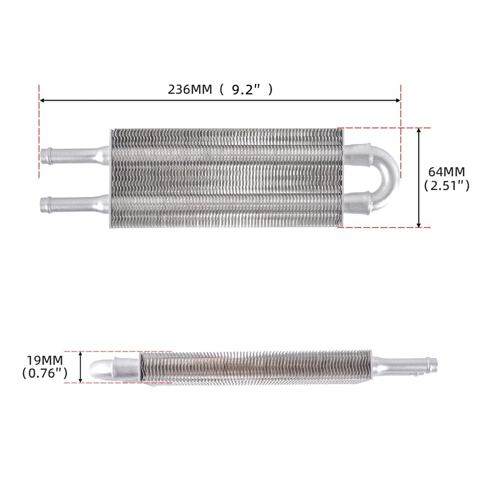 Bartoo Universal 5/16'' Transmission Oil Cooler Kit, Aluminium Alloy 2 Pass Tube And Fin Oil Cooler Kit (Sliver)