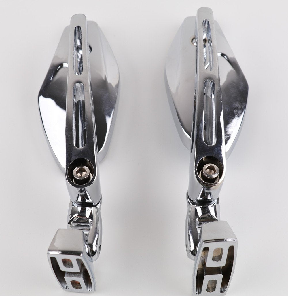 XYZCTEM Universal Chrome Racing Mirrors - Aluminum, Fits Honda, Suzuki, Kawasaki, Yamaha - Model XYZCTEM-160