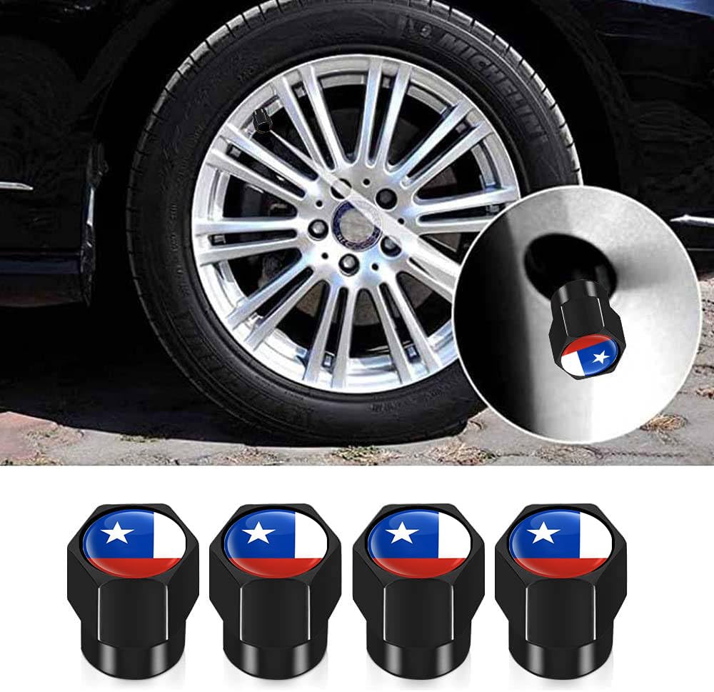 4Pcs Tire Valve Stem Caps Explosion Valve Cover Aluminum Alloy Compatible with Car Truck SUV Texas Car Accessories